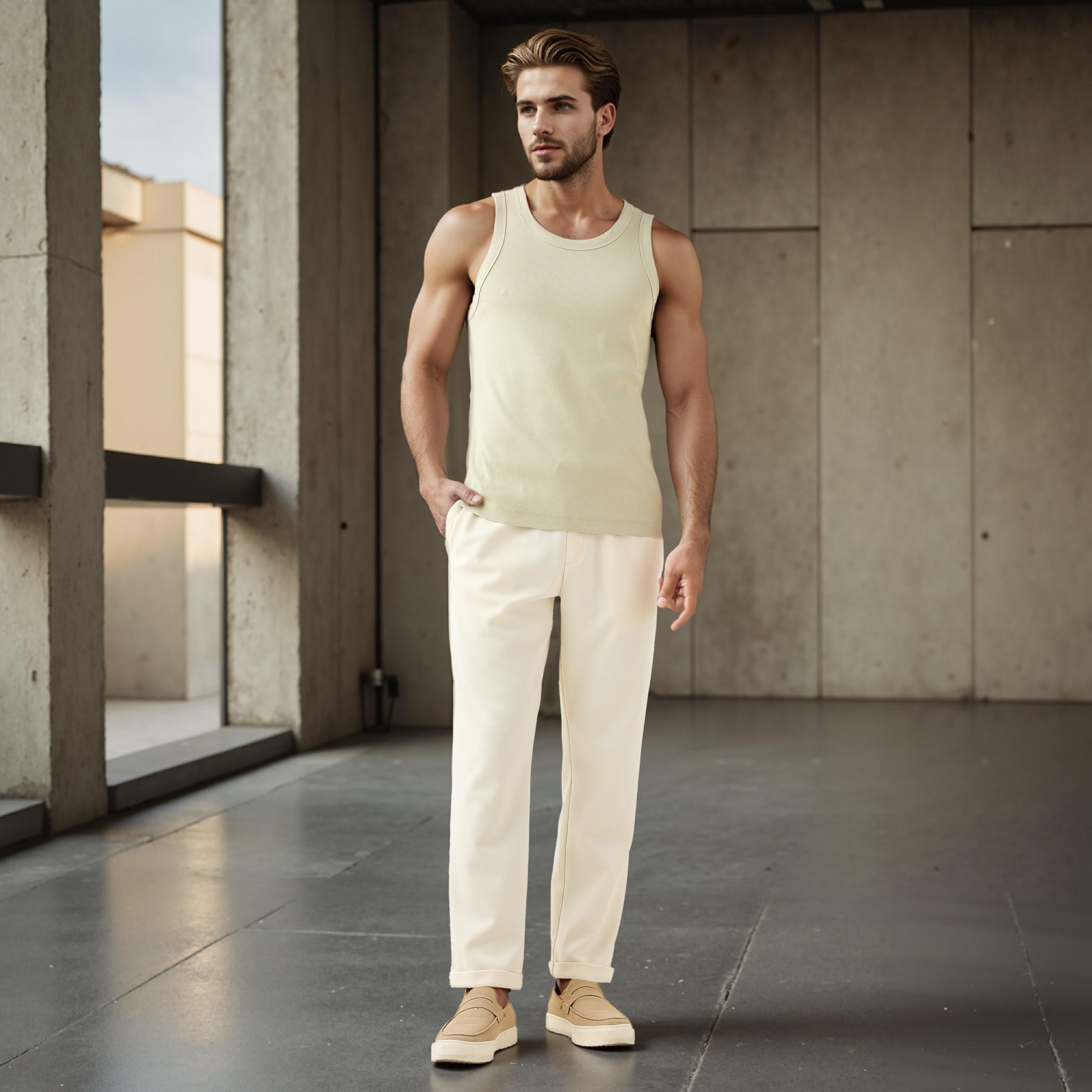 Ribbed Sleeveless Vest with Round Neck-men-clothing-tshirtsandpolos-vests-image-2