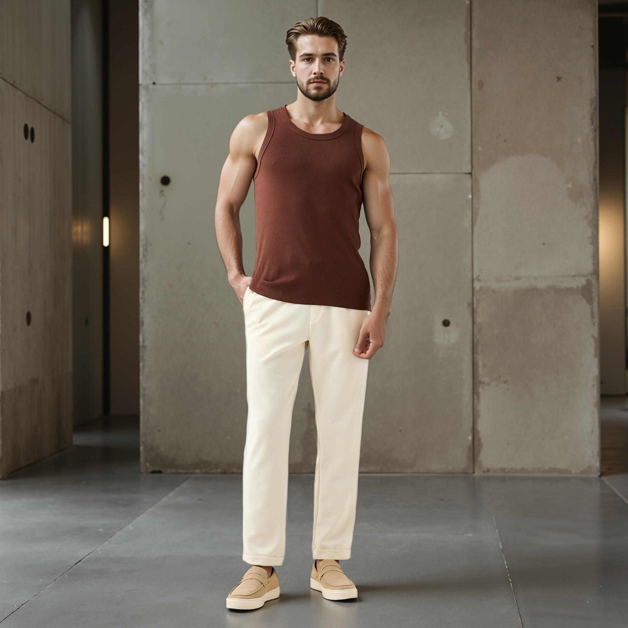 فيست دون أكمام مضلع مع ياقة مستديرة-men-clothing-tshirtsandpolos-vests-image-2