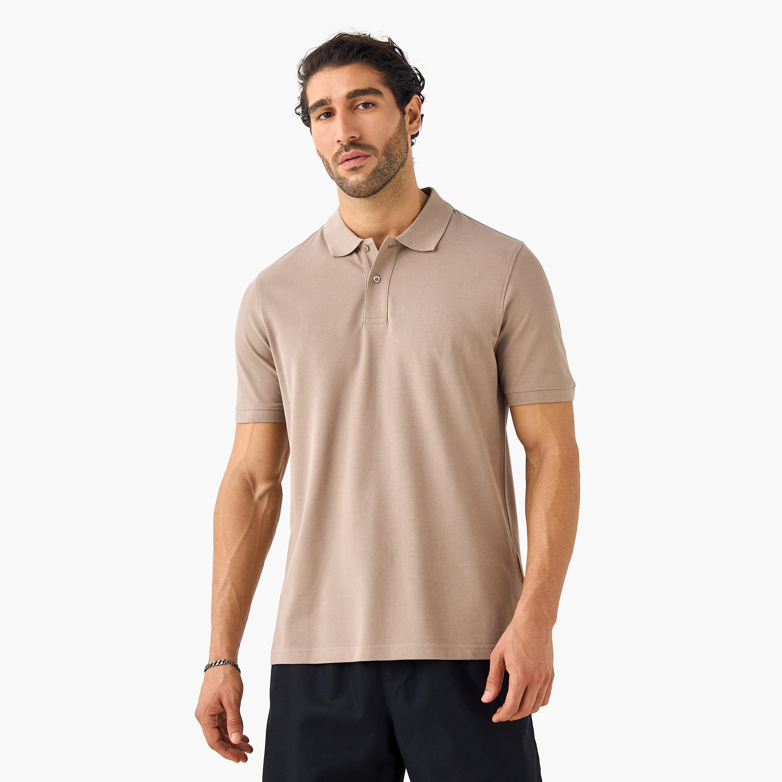 تيشيرت بولو بقصة عادية وأكمام قصيرة-men-clothing-tshirtsandpolos-polos-image-1