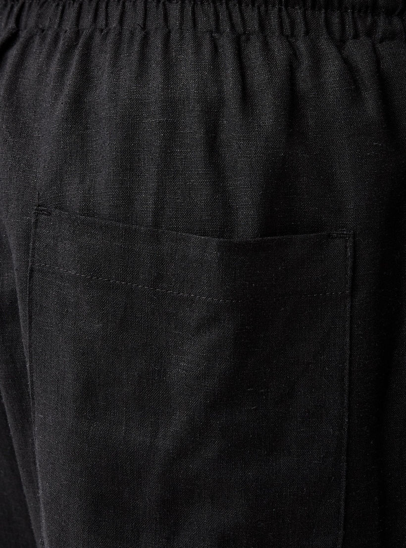 Regular Fit Linen Blend Flexi Waist Shorts-men-clothing-bottoms-shorts-image-5