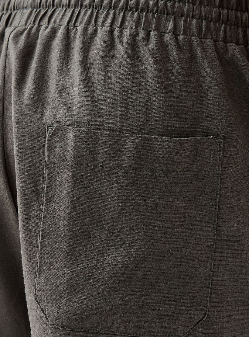 Regular Fit Linen Blend Flexi Waist Shorts-men-clothing-bottoms-shorts-image-5
