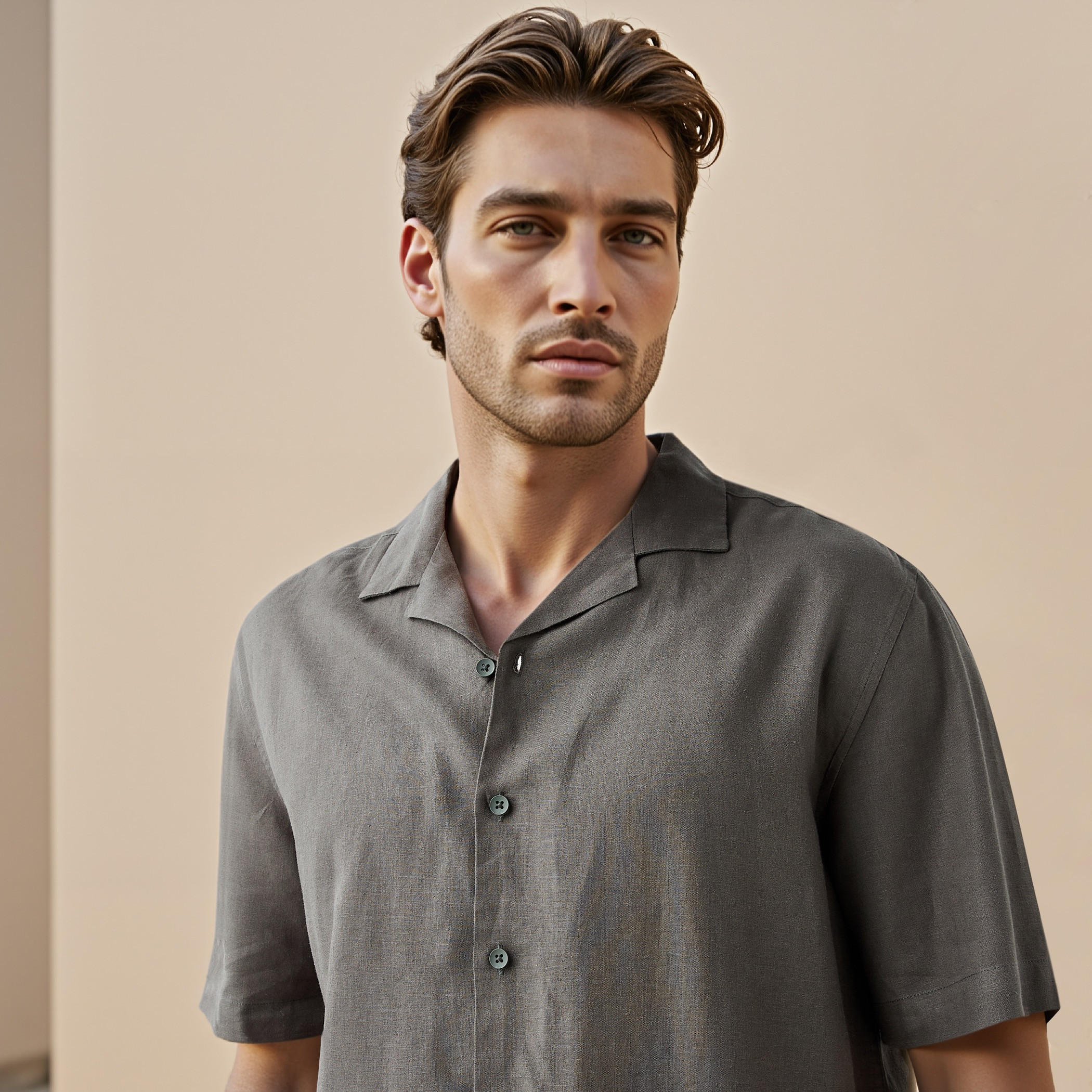 Regular Fit Linen Blend Resort Shirt-men-clothing-shirts-image-4