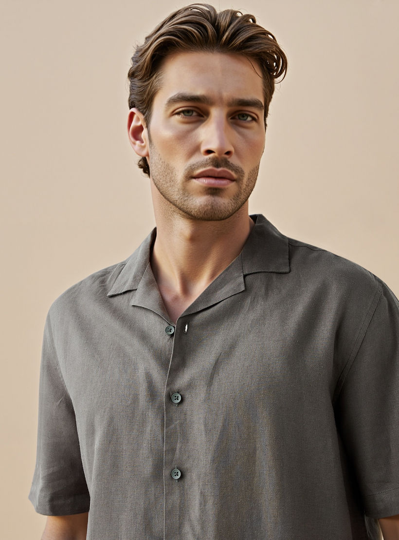 Regular Fit Linen Blend Resort Shirt-men-clothing-shirts-image-4