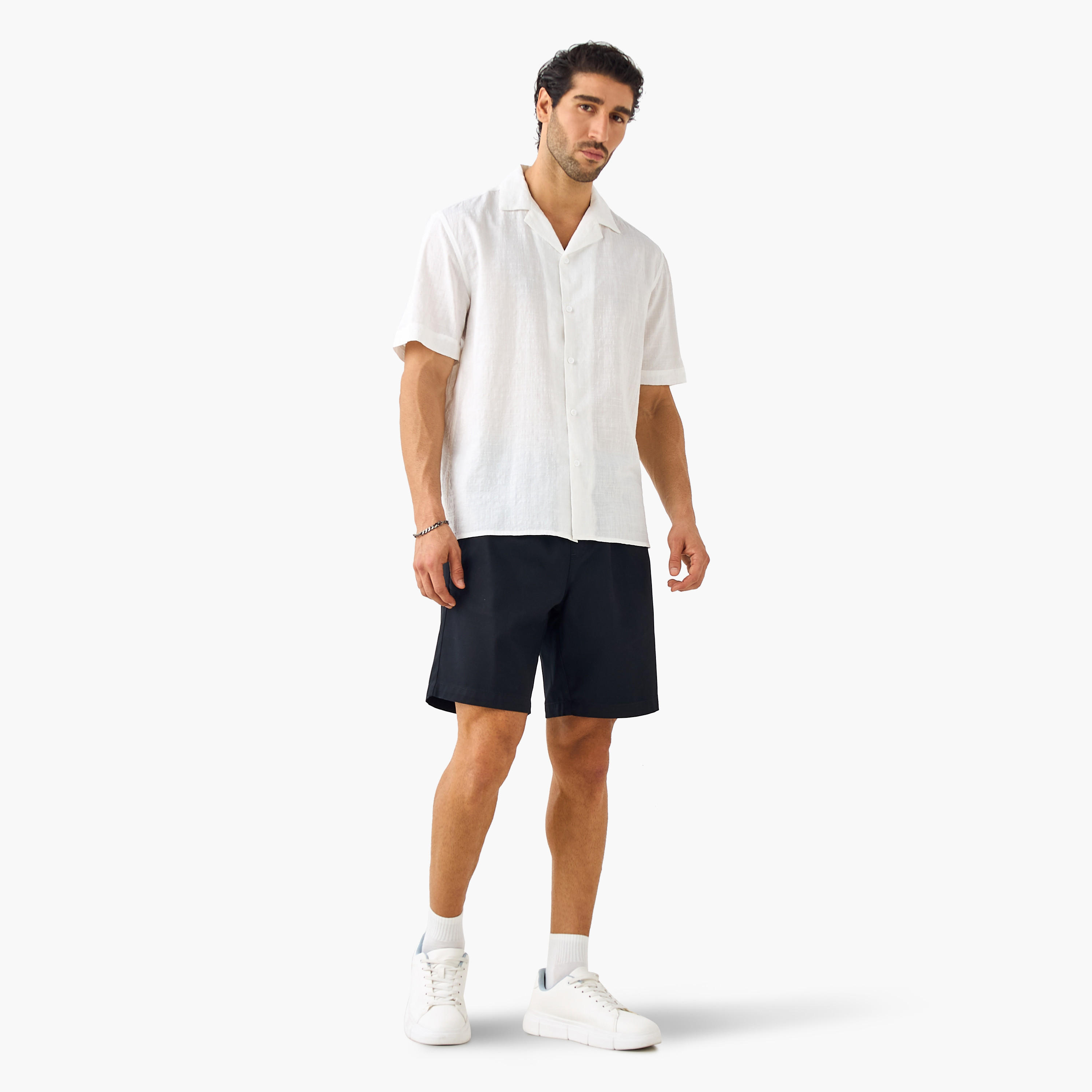 Seersucker Textured Resort Collar Shirt-men-clothing-shirts-image-2