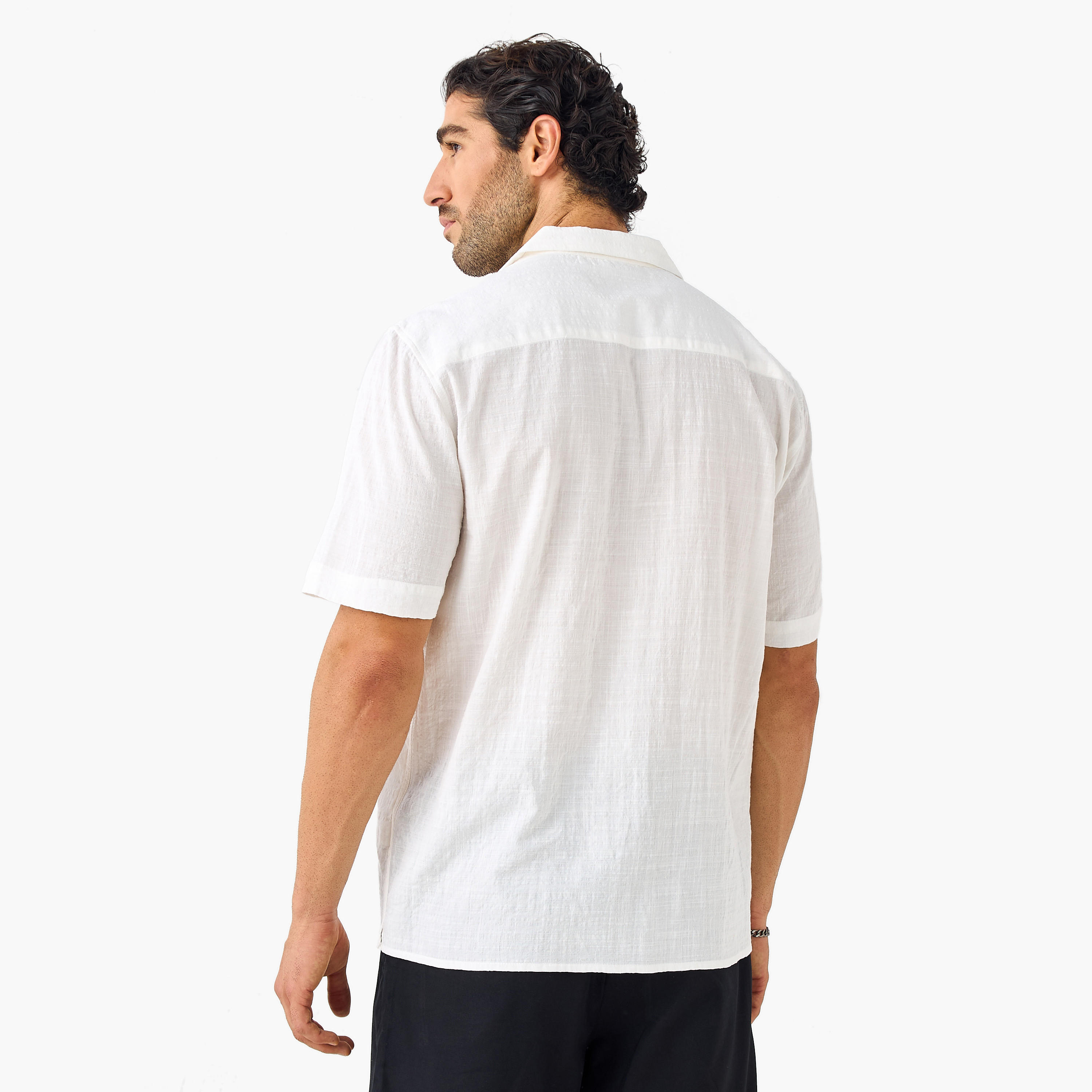 Seersucker Textured Resort Collar Shirt-men-clothing-shirts-image-3