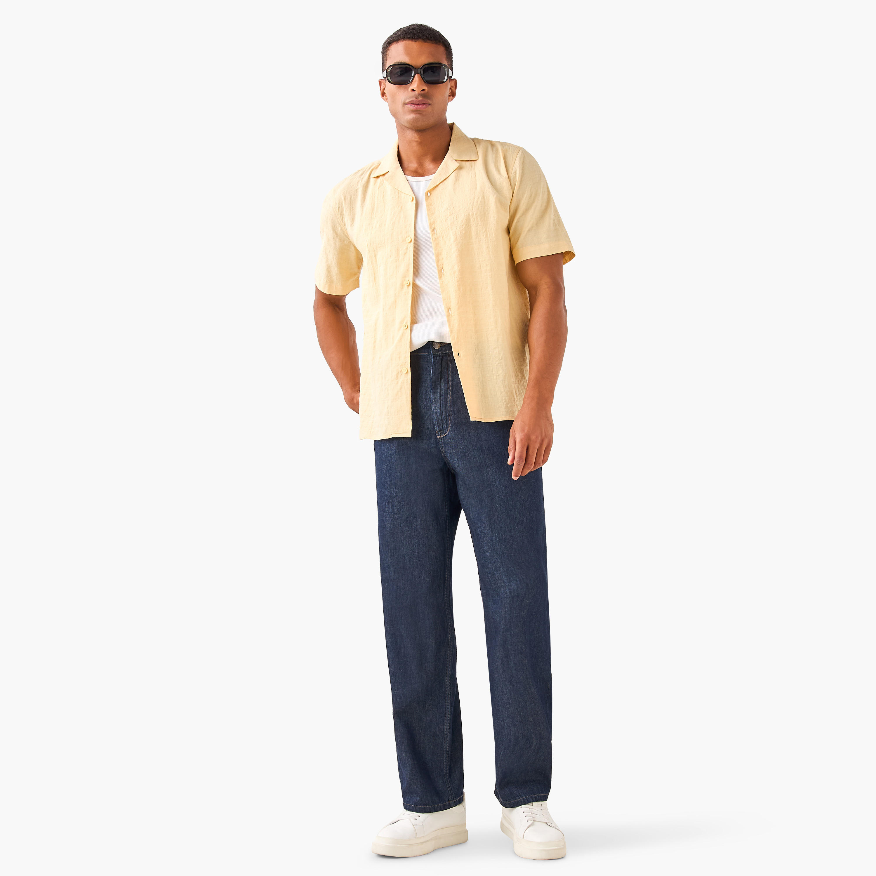 Seersucker Textured Resort Collar Shirt-men-clothing-shirts-image-2