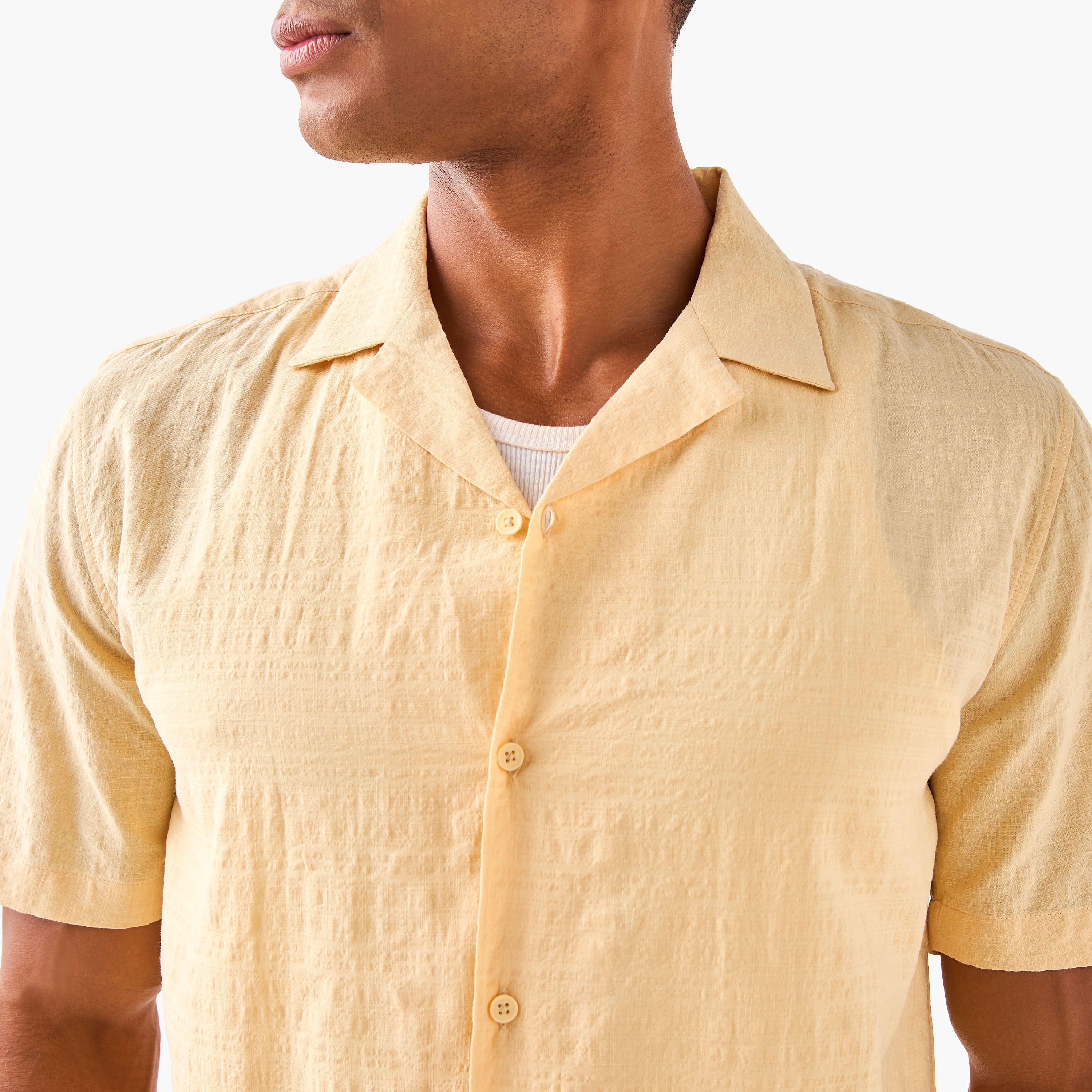 Seersucker Textured Resort Collar Shirt-men-clothing-shirts-image-4