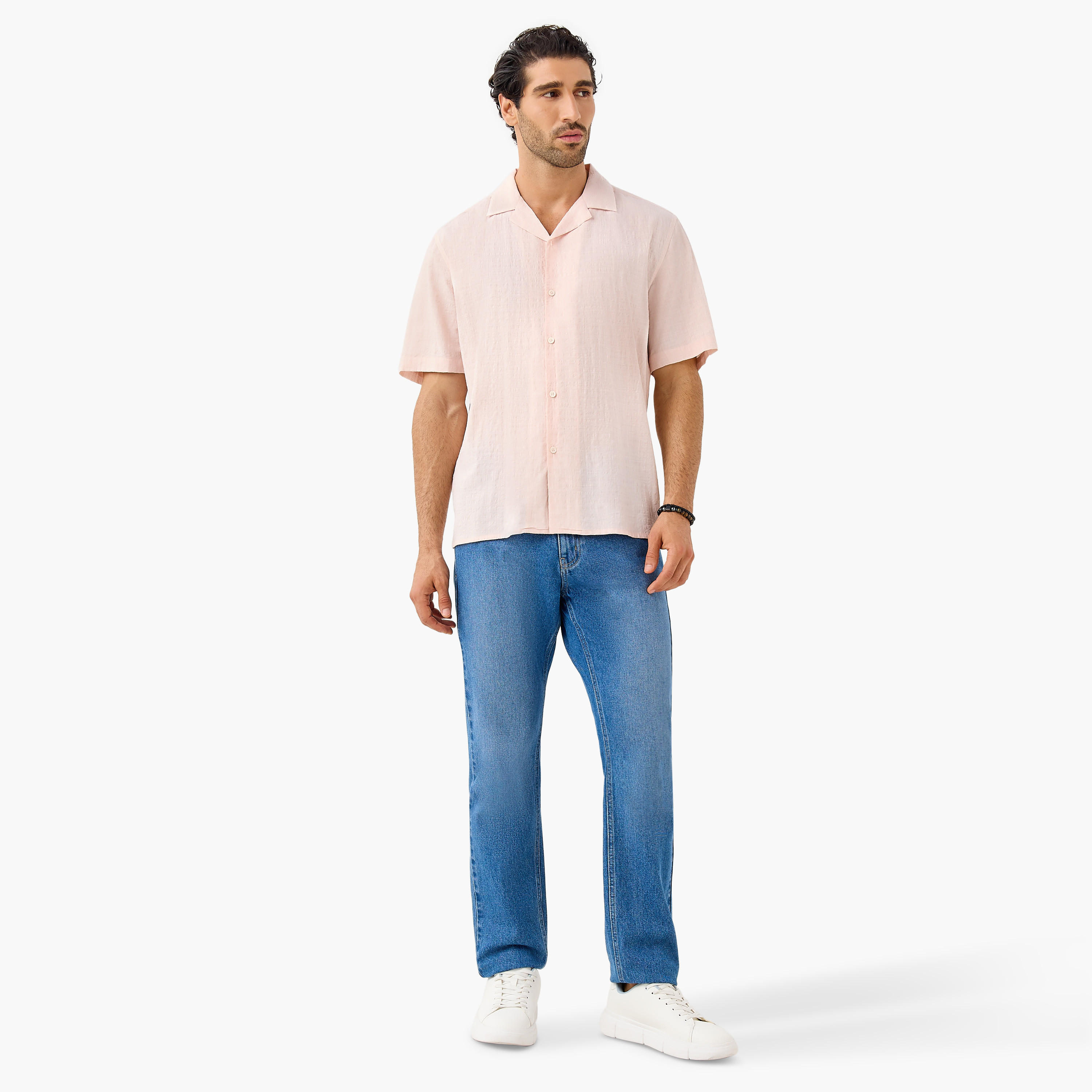 Seersucker Textured Resort Collar Shirt-men-clothing-shirts-image-2