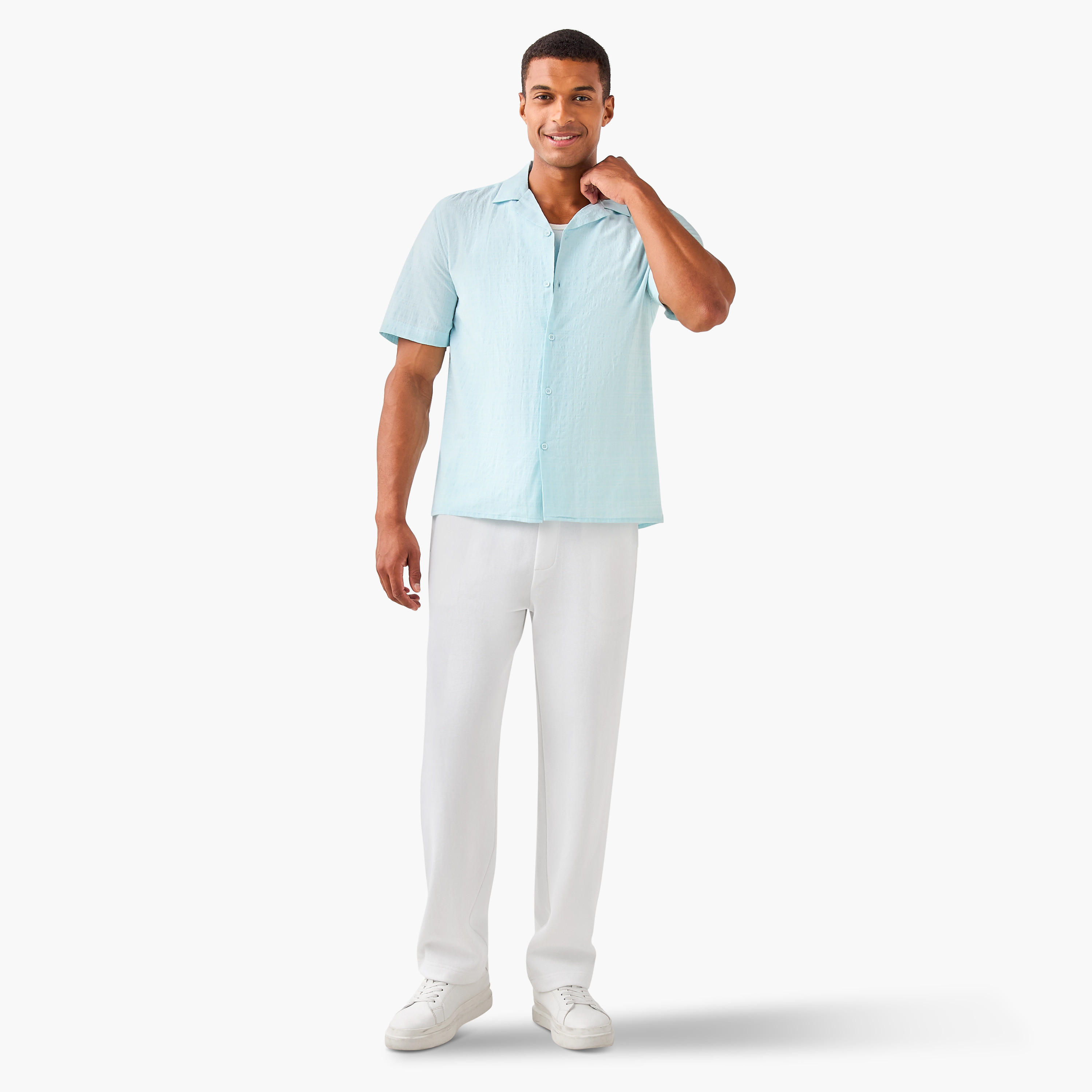 قميص بارز الملمس بياقة منتجع من سيرساكر-men-clothing-shirts-image-2