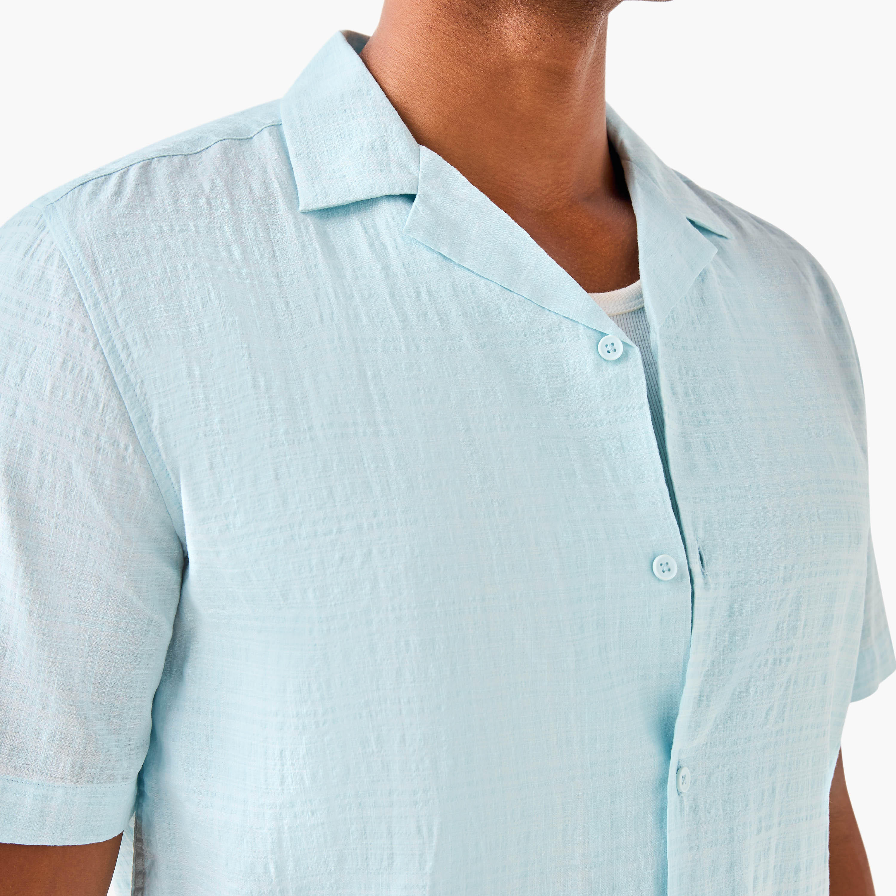 قميص بارز الملمس بياقة منتجع من سيرساكر-men-clothing-shirts-image-4