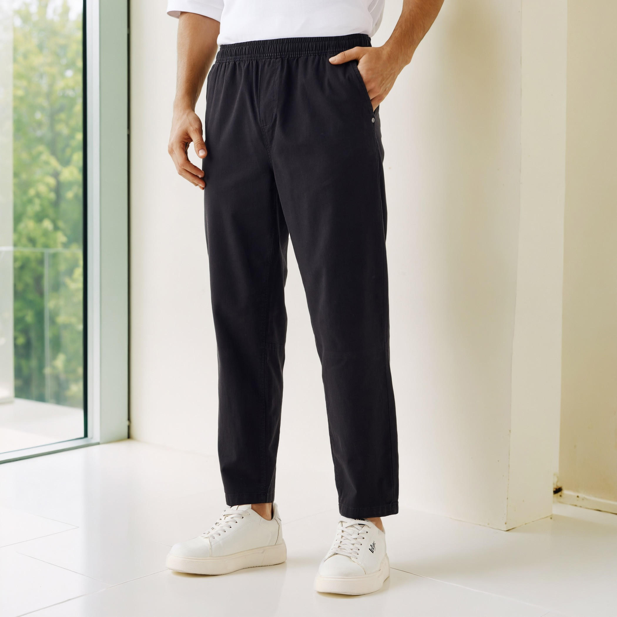 Relaxed Fit Trousers with Flexi Comfort Waistband and Pockets-men-clothing-bottoms-trousersandchinos-trousers-image-1