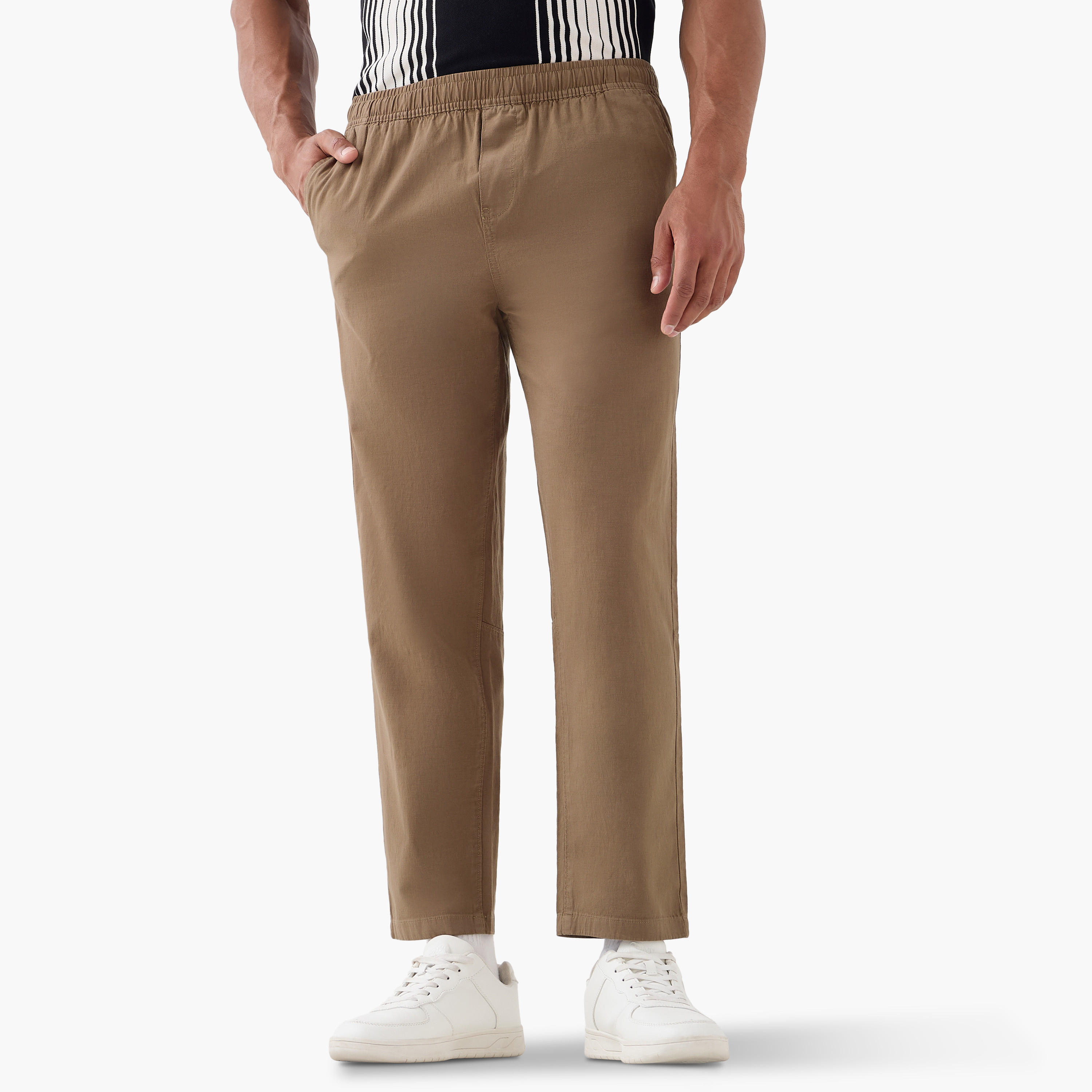 Relaxed Fit Trousers with Flexi Comfort Waistband and Pockets-men-clothing-bottoms-trousersandchinos-trousers-image-1