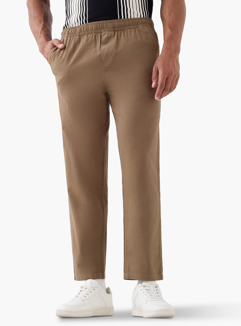 Relaxed Fit Trousers with Flexi Comfort Waistband and Pockets-men-clothing-bottoms-trousersandchinos-trousers-image-1