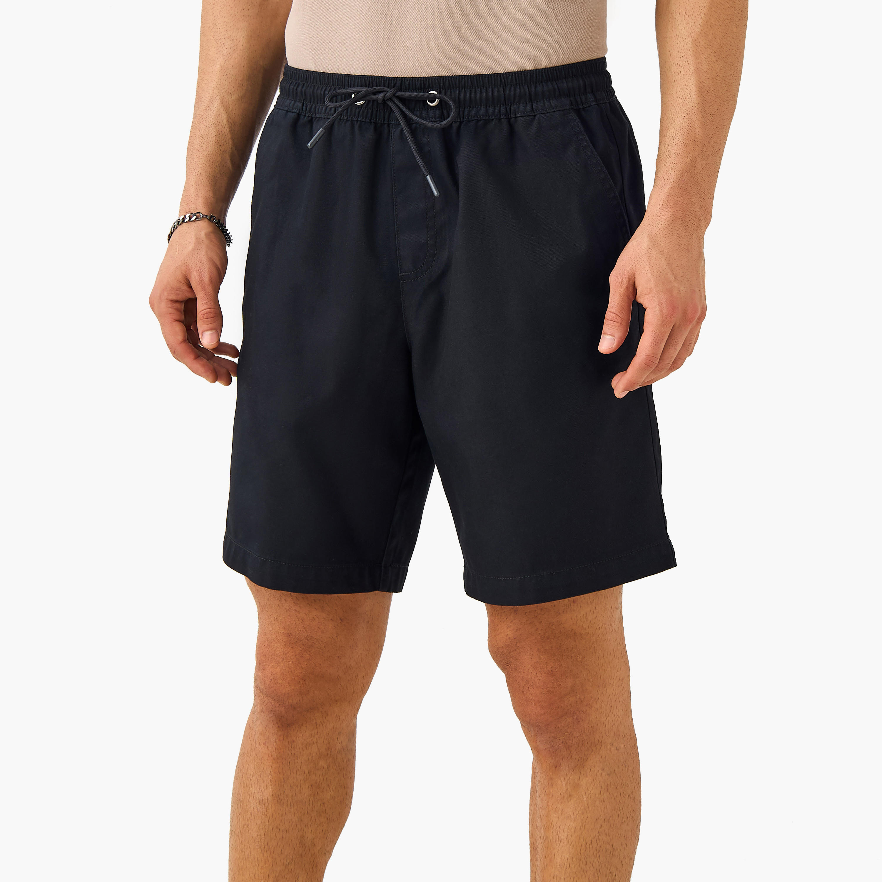 Regular Fit Shorts with Flexi Waist and Pockets-men-clothing-bottoms-shorts-image-1
