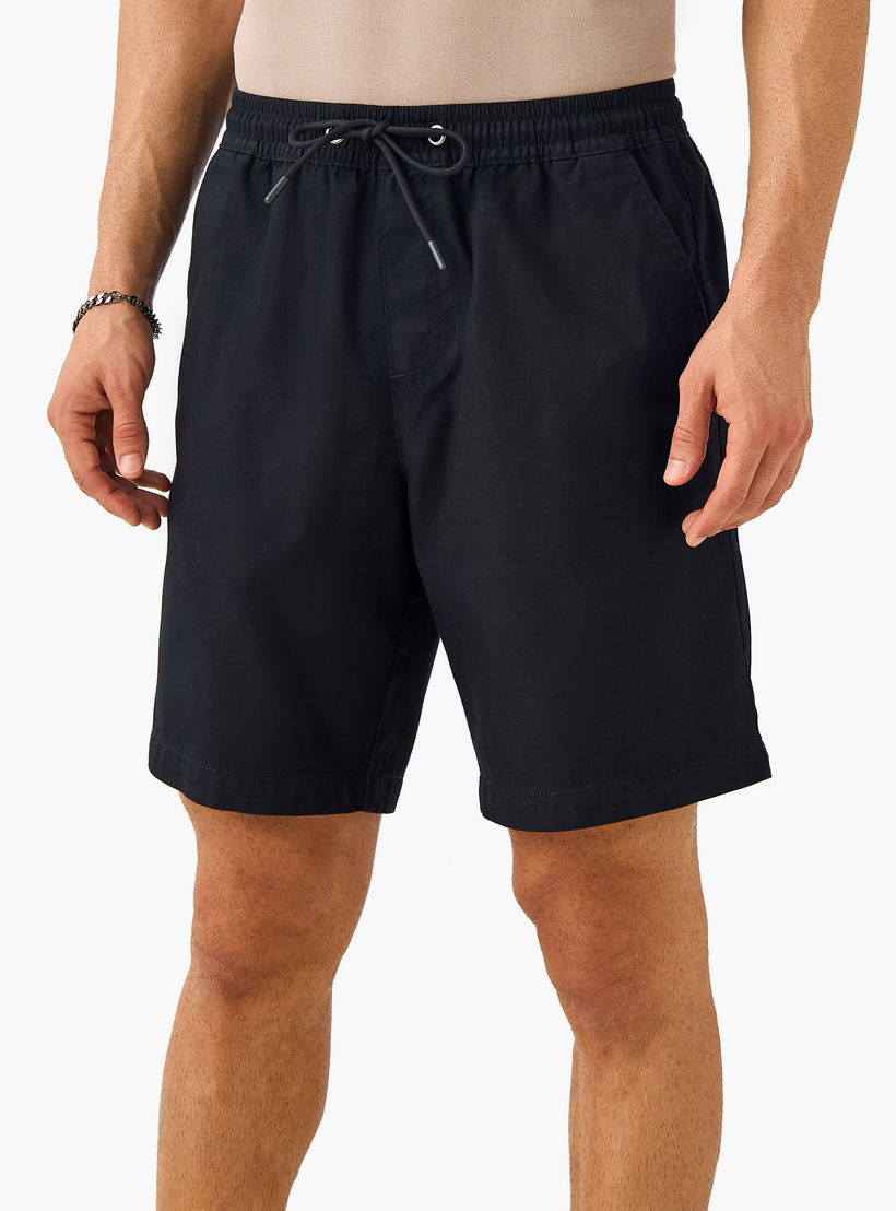 Regular Fit Shorts with Flexi Waist and Pockets-men-clothing-bottoms-shorts-image-1