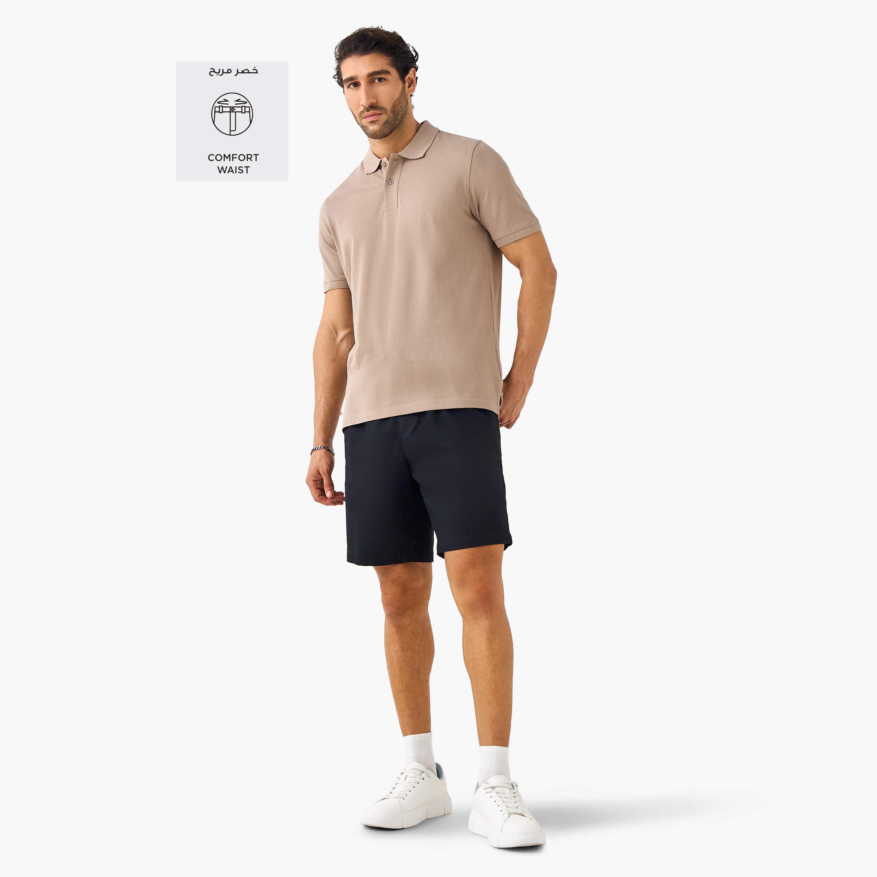 Regular Fit Shorts with Flexi Waist and Pockets-men-clothing-bottoms-shorts-image-2