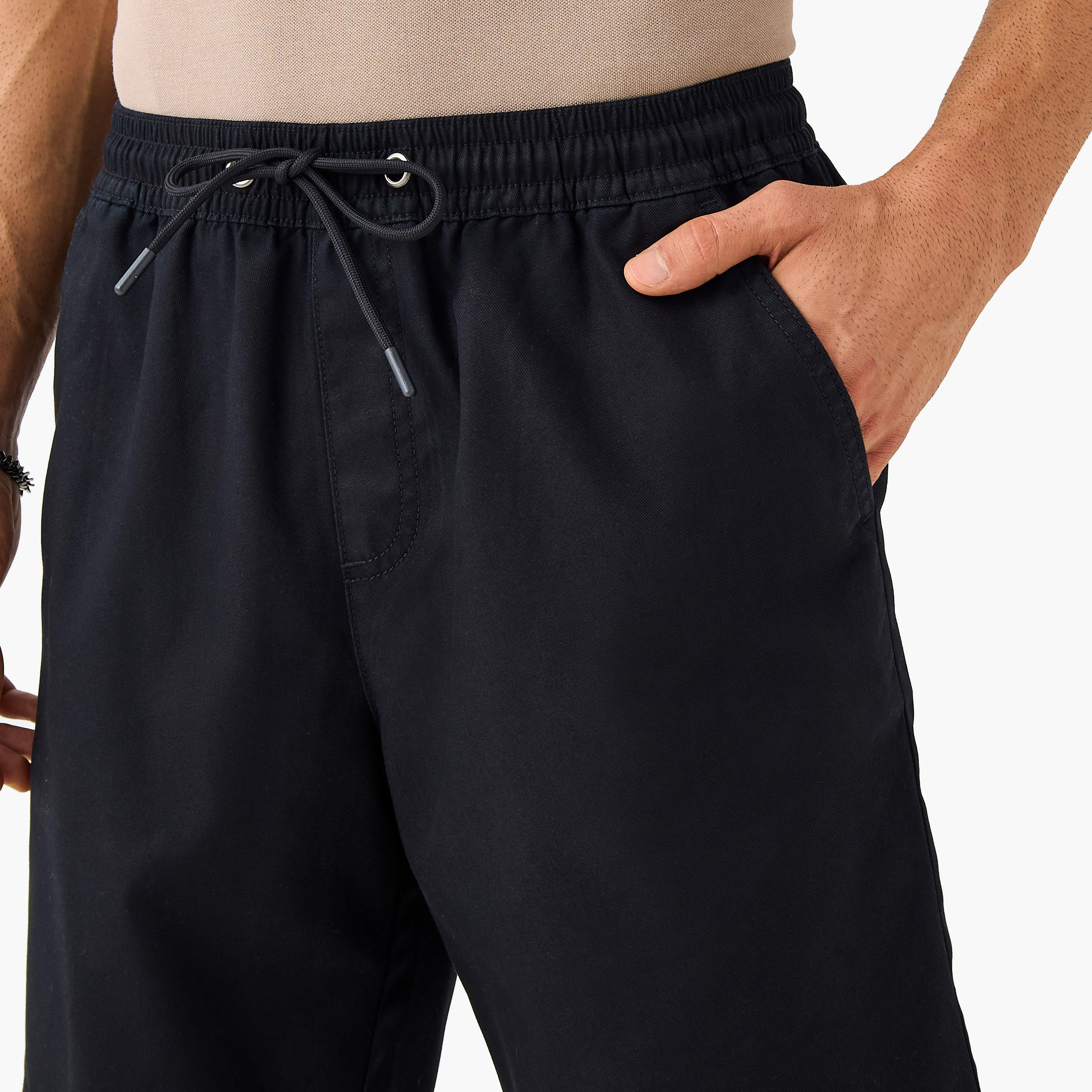 Regular Fit Shorts with Flexi Waist and Pockets-men-clothing-bottoms-shorts-image-4