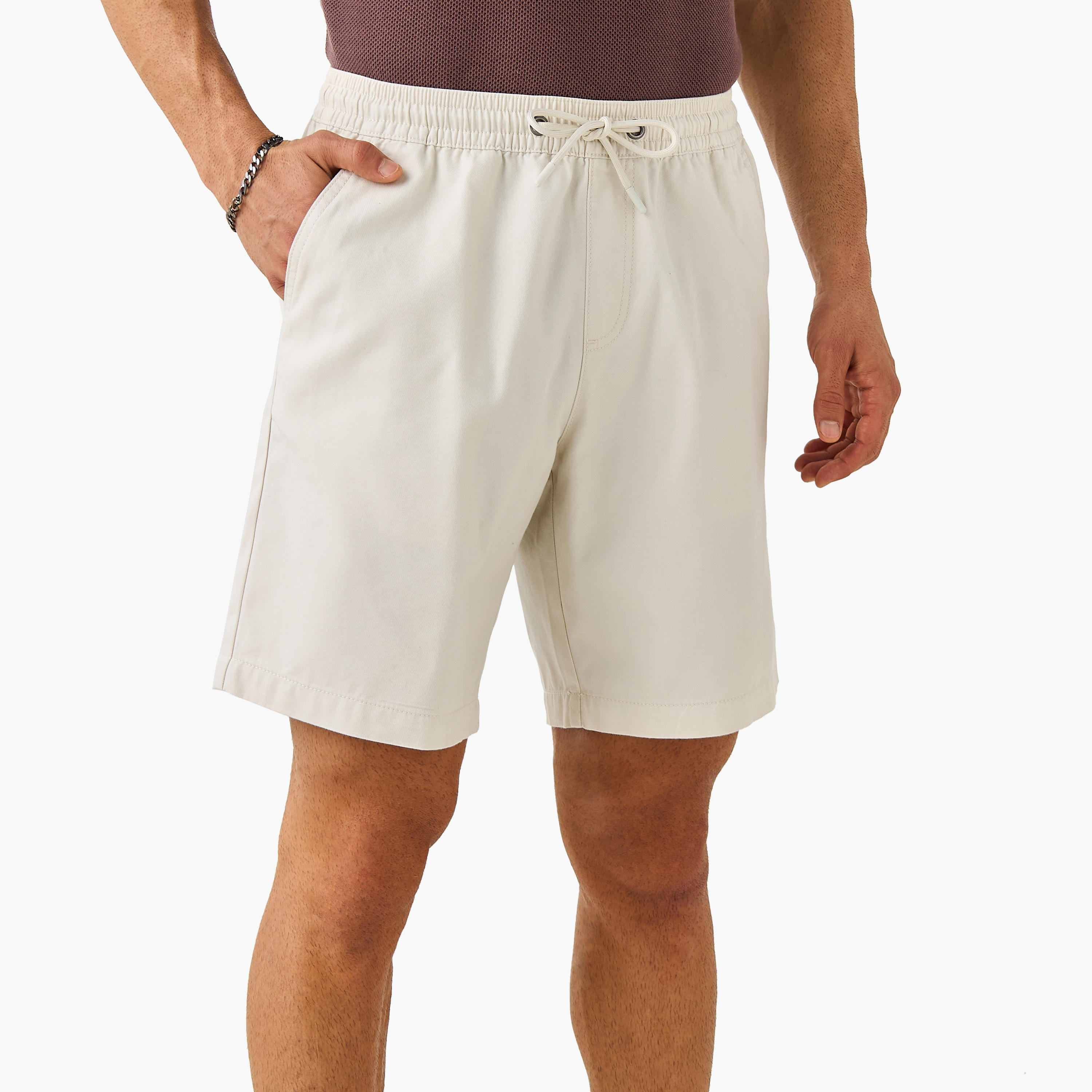 Regular Fit Shorts with Flexi Waist and Pockets-men-clothing-bottoms-shorts-image-1