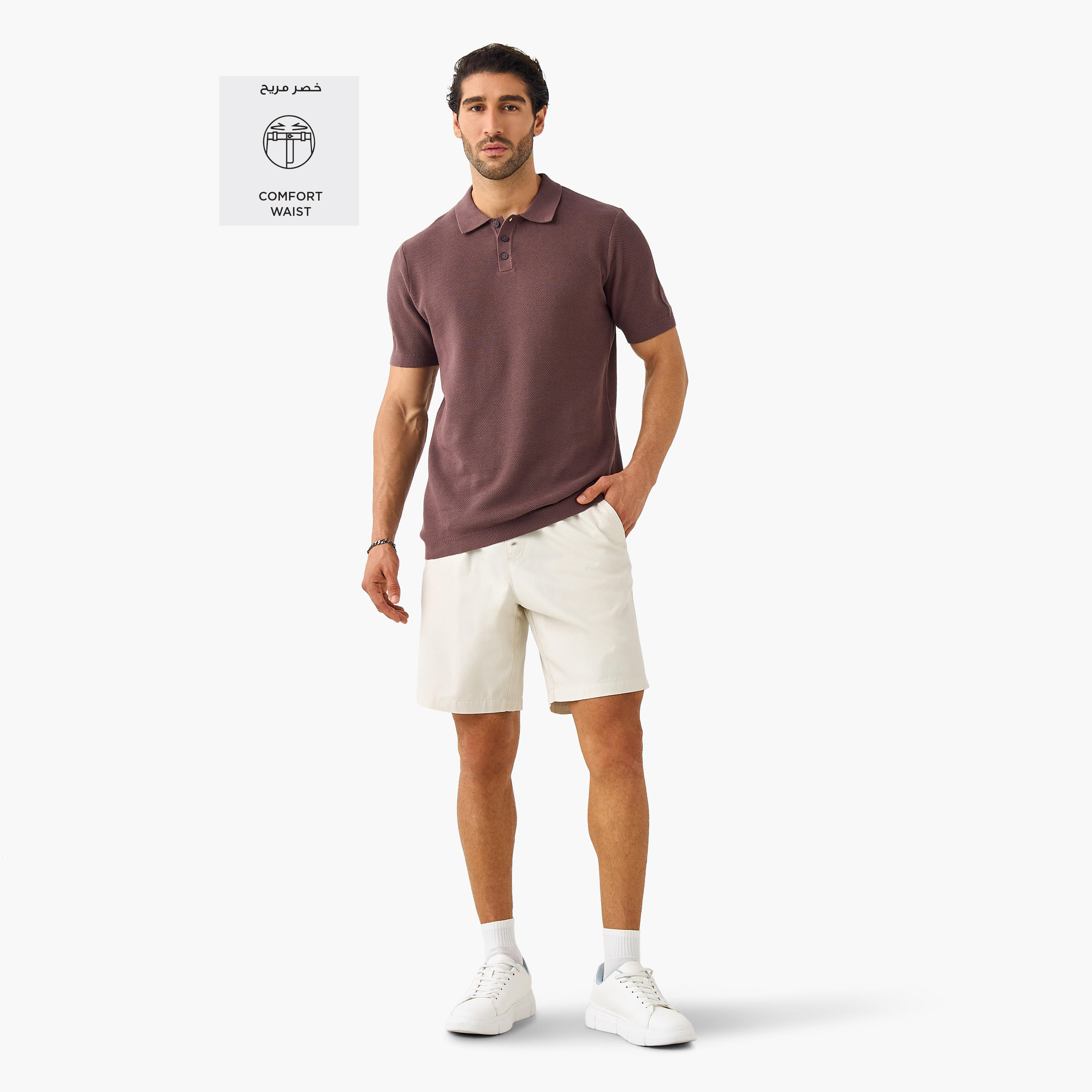 Regular Fit Shorts with Flexi Waist and Pockets-men-clothing-bottoms-shorts-image-2