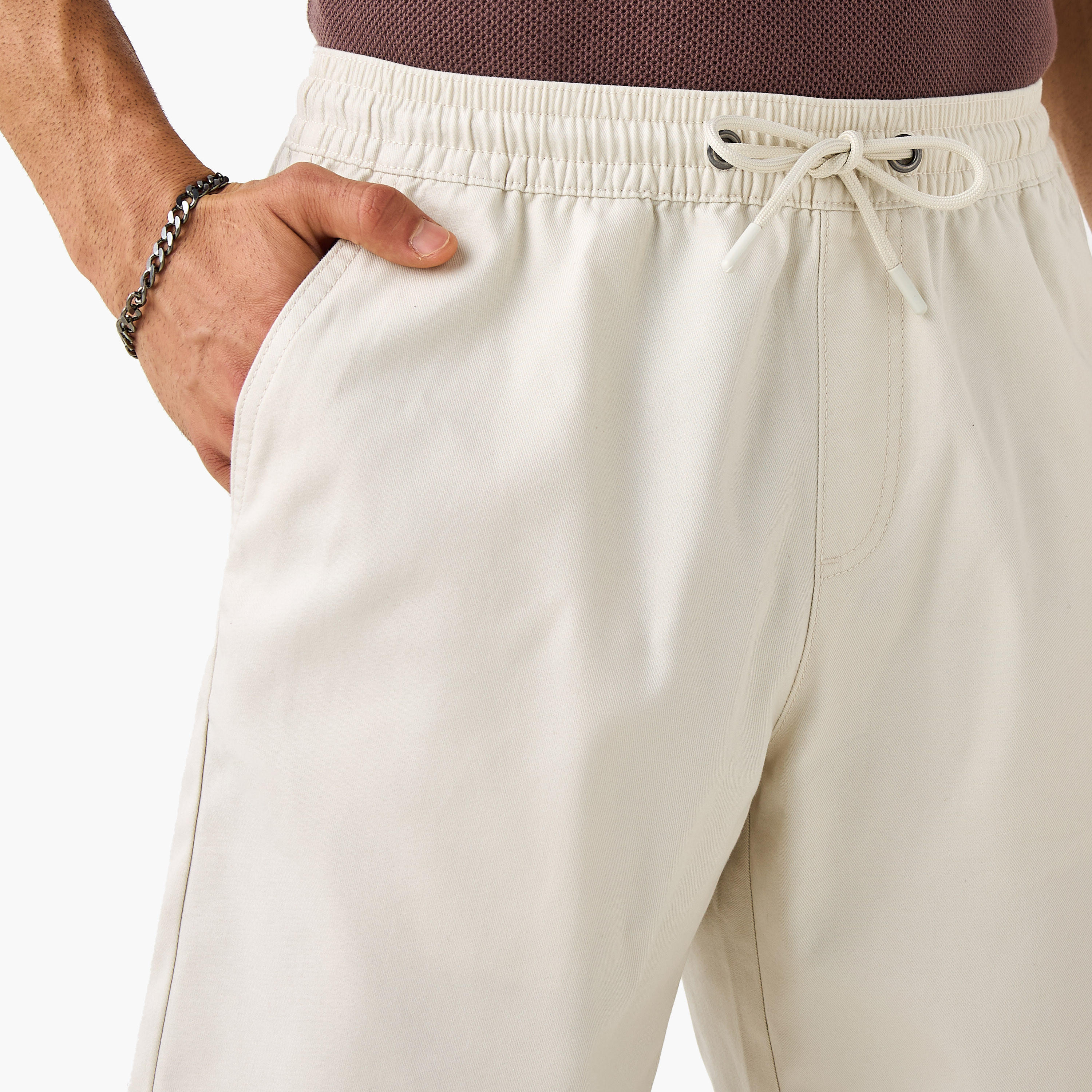 Regular Fit Shorts with Flexi Waist and Pockets-men-clothing-bottoms-shorts-image-4