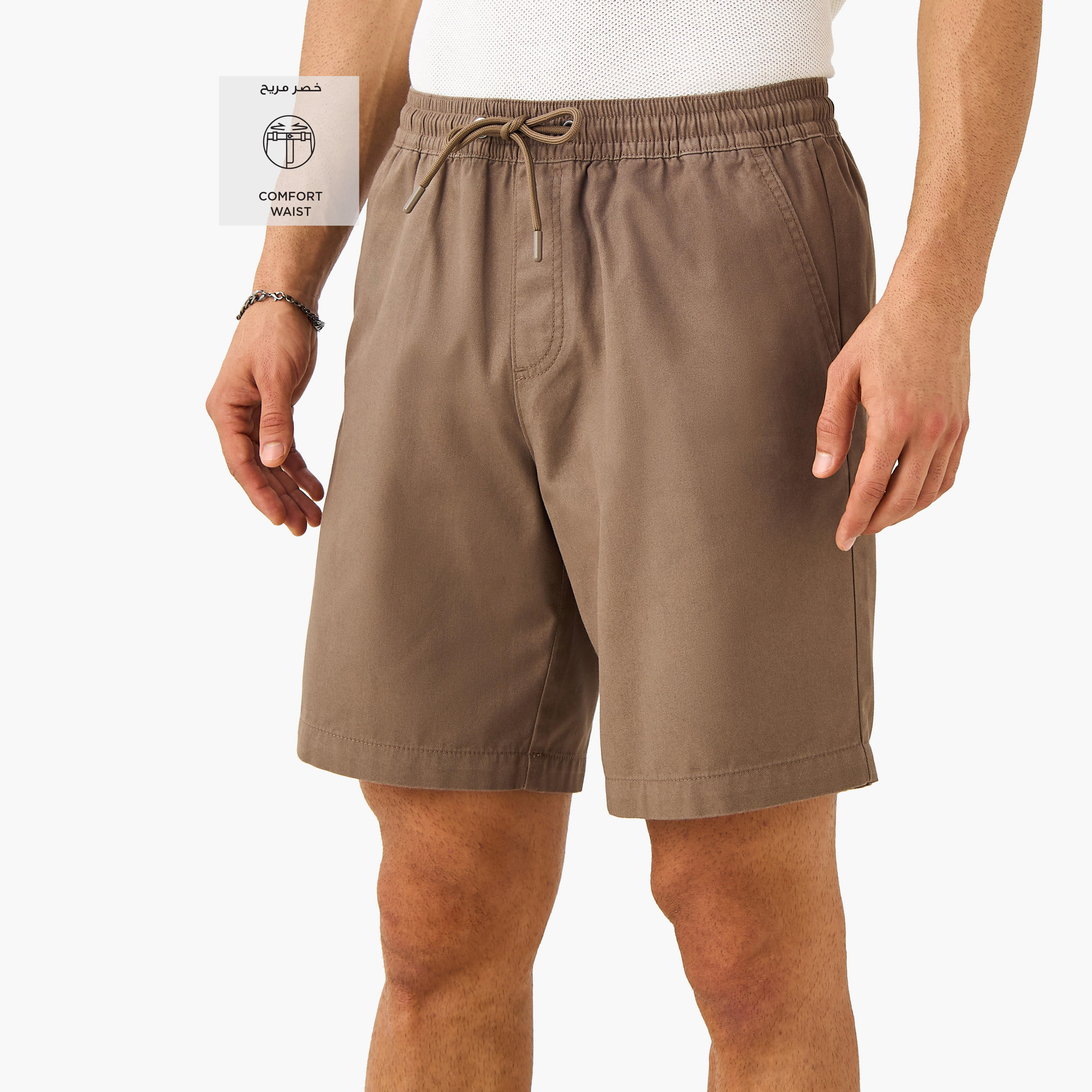 Regular Fit Shorts with Flexi Waist and Pockets-men-clothing-bottoms-shorts-image-3