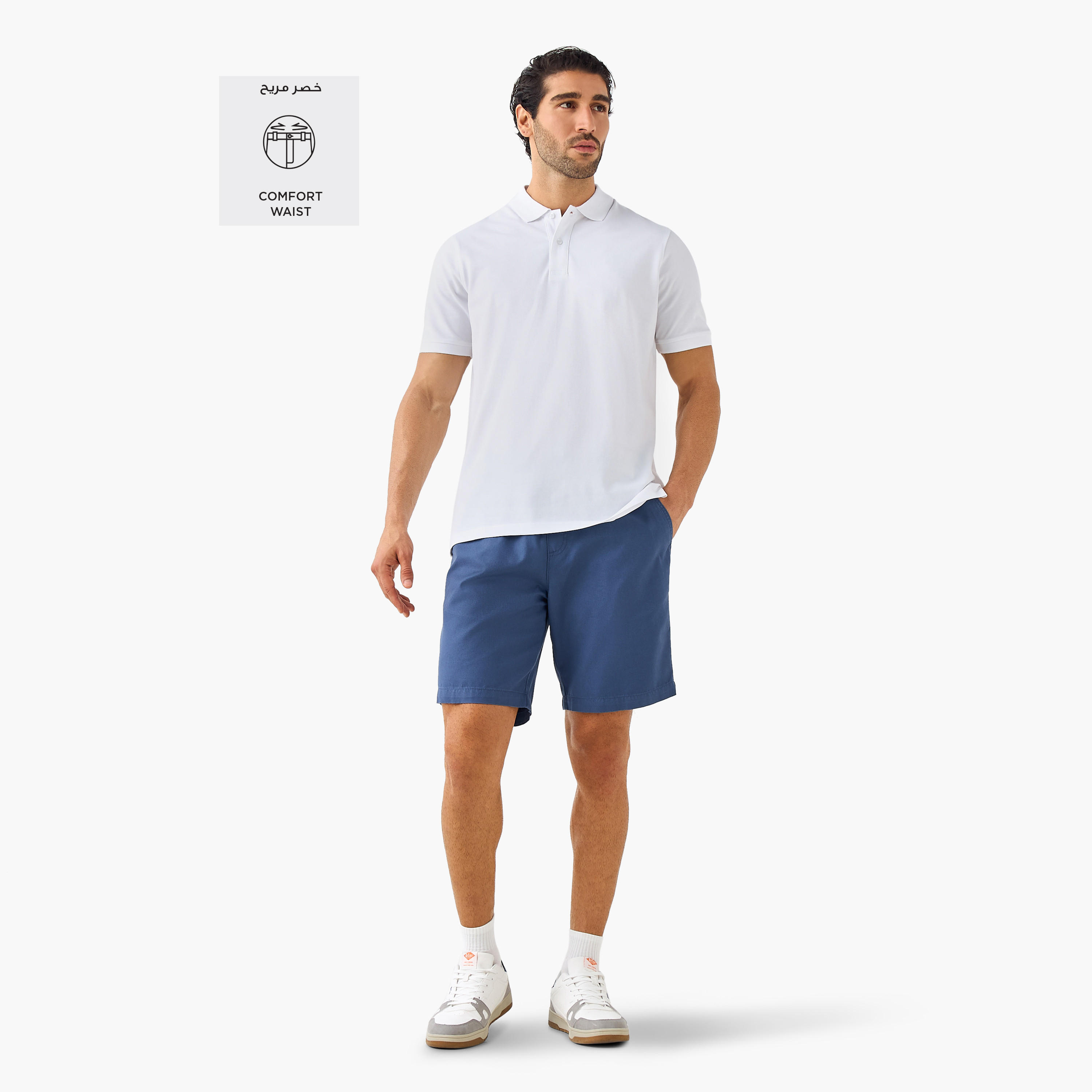 Regular Fit Shorts with Flexi Waist and Pockets-men-clothing-bottoms-shorts-image-2