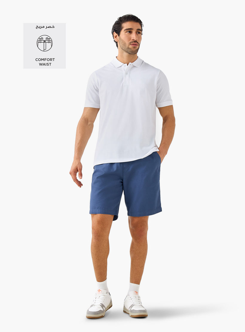 Regular Fit Shorts with Flexi Waist and Pockets-men-clothing-bottoms-shorts-image-2