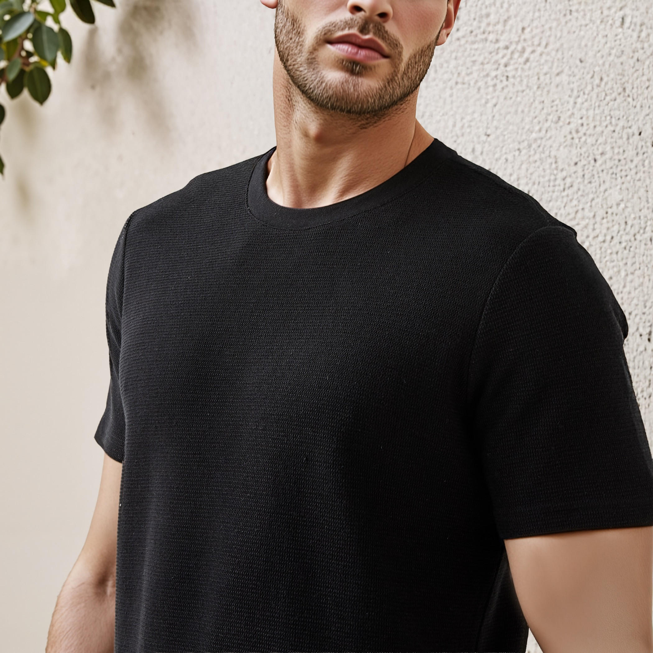 Textured Relaxed Fit T-shirt with Crew Neck-men-clothing-tshirtsandpolos-tshirts-image-4