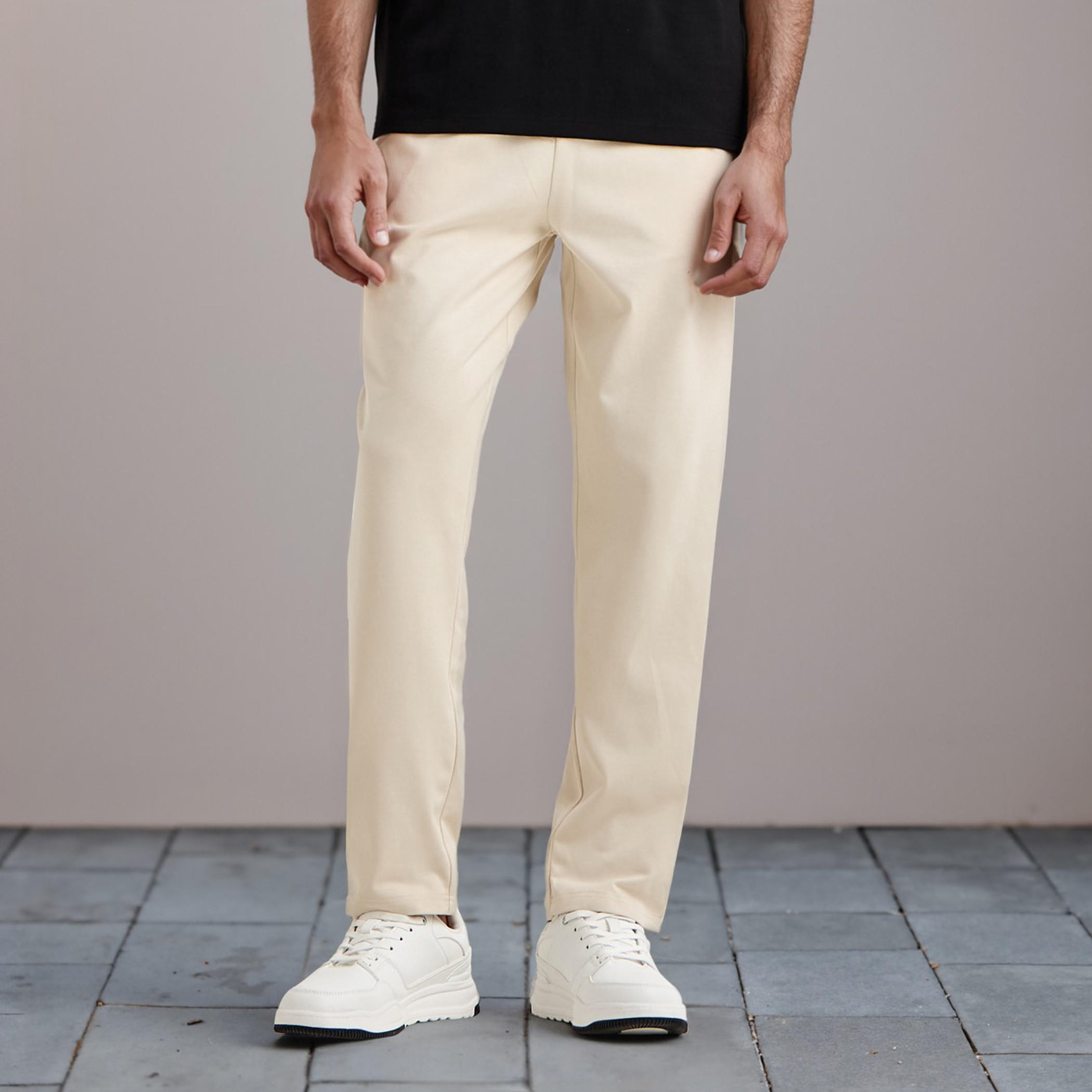 Regular Fit Flexi Waist Pants with Pocket -men-clothing-bottoms-trousersandchinos-trousers-image-1