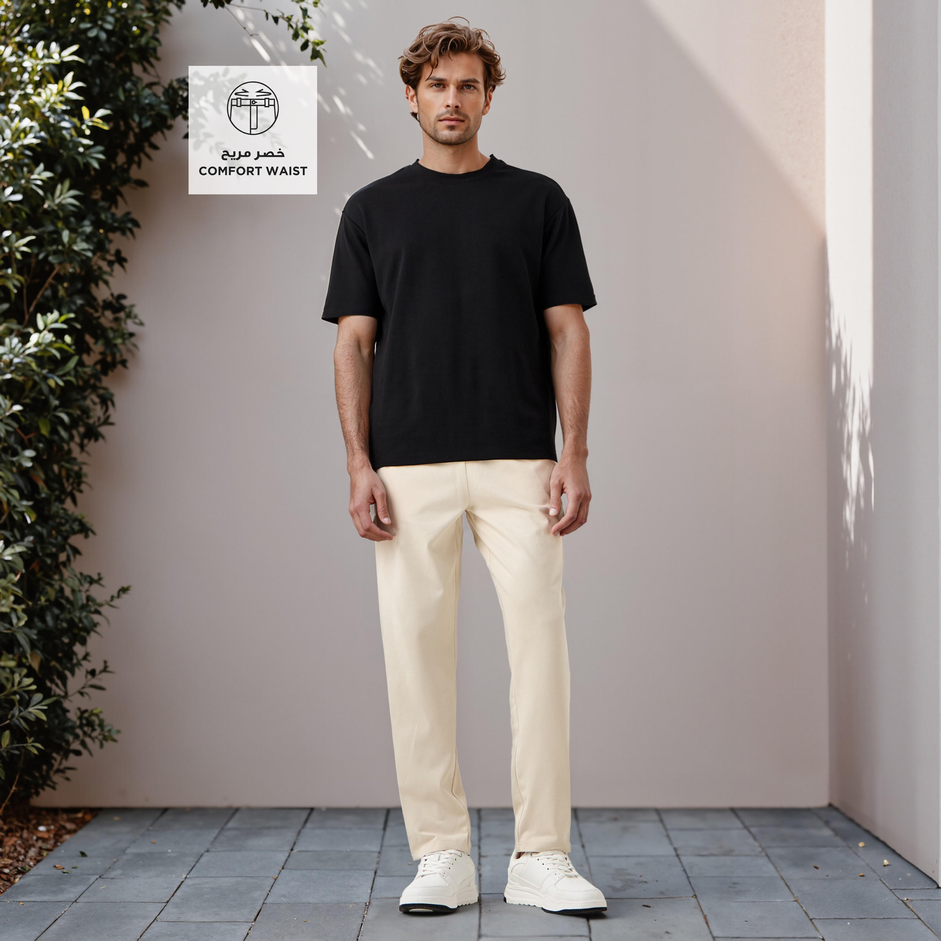 Regular Fit Flexi Waist Pants with Pocket -men-clothing-bottoms-trousersandchinos-trousers-image-2