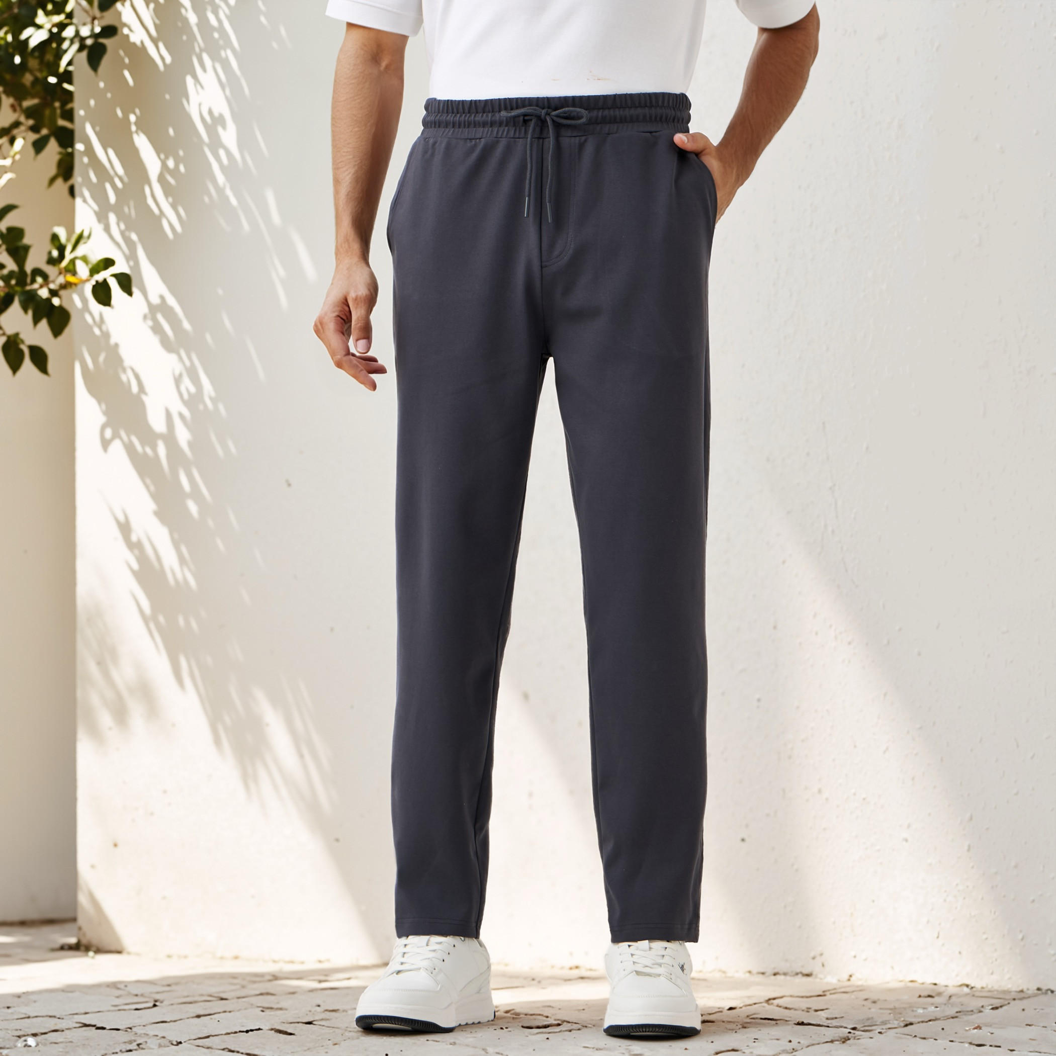 Regular Fit Flexi Waist Pants with Pocket -men-clothing-bottoms-trousersandchinos-trousers-image-1