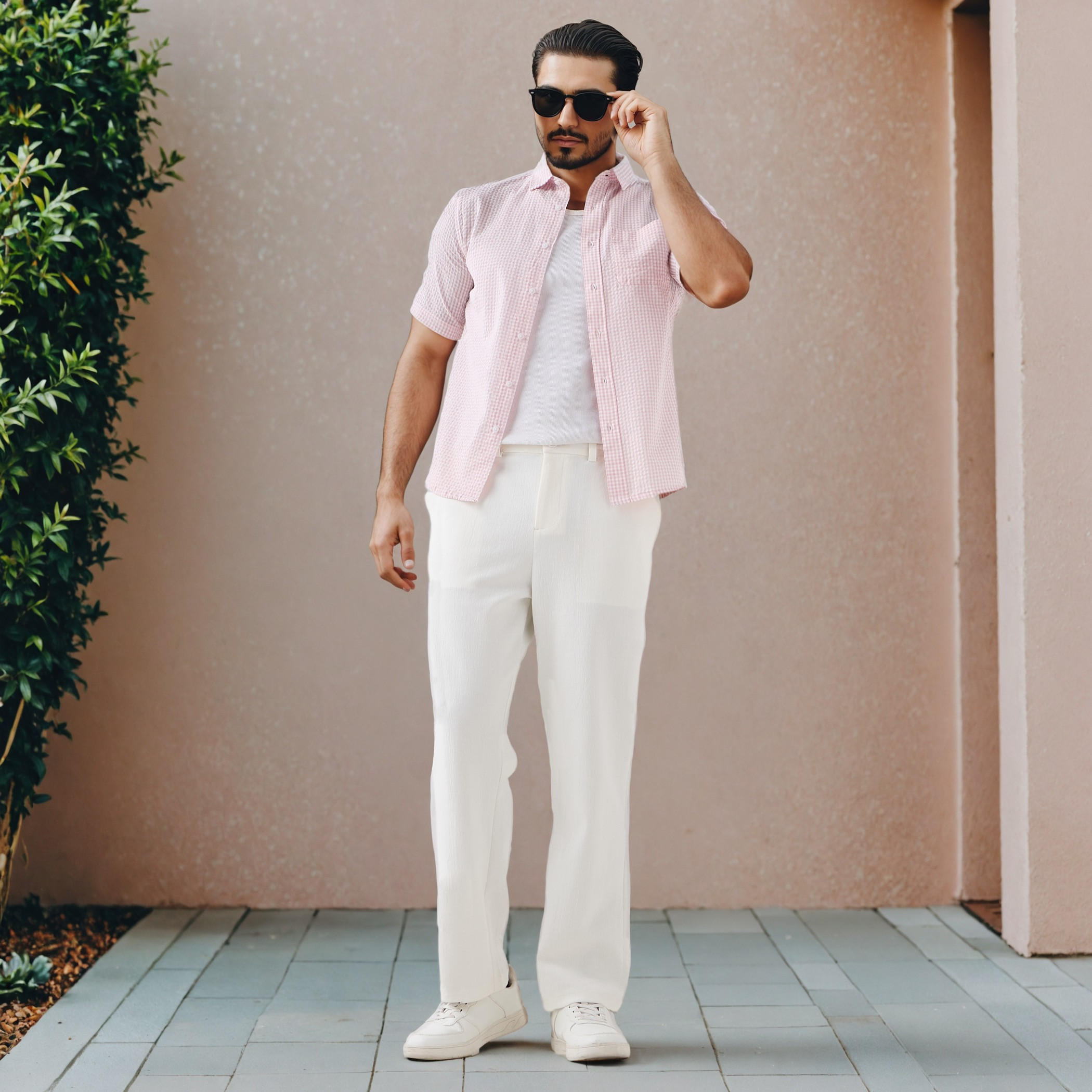 قميص سيرساكر كاروهات بياقة وقصة عادية-men-clothing-shirts-image-4