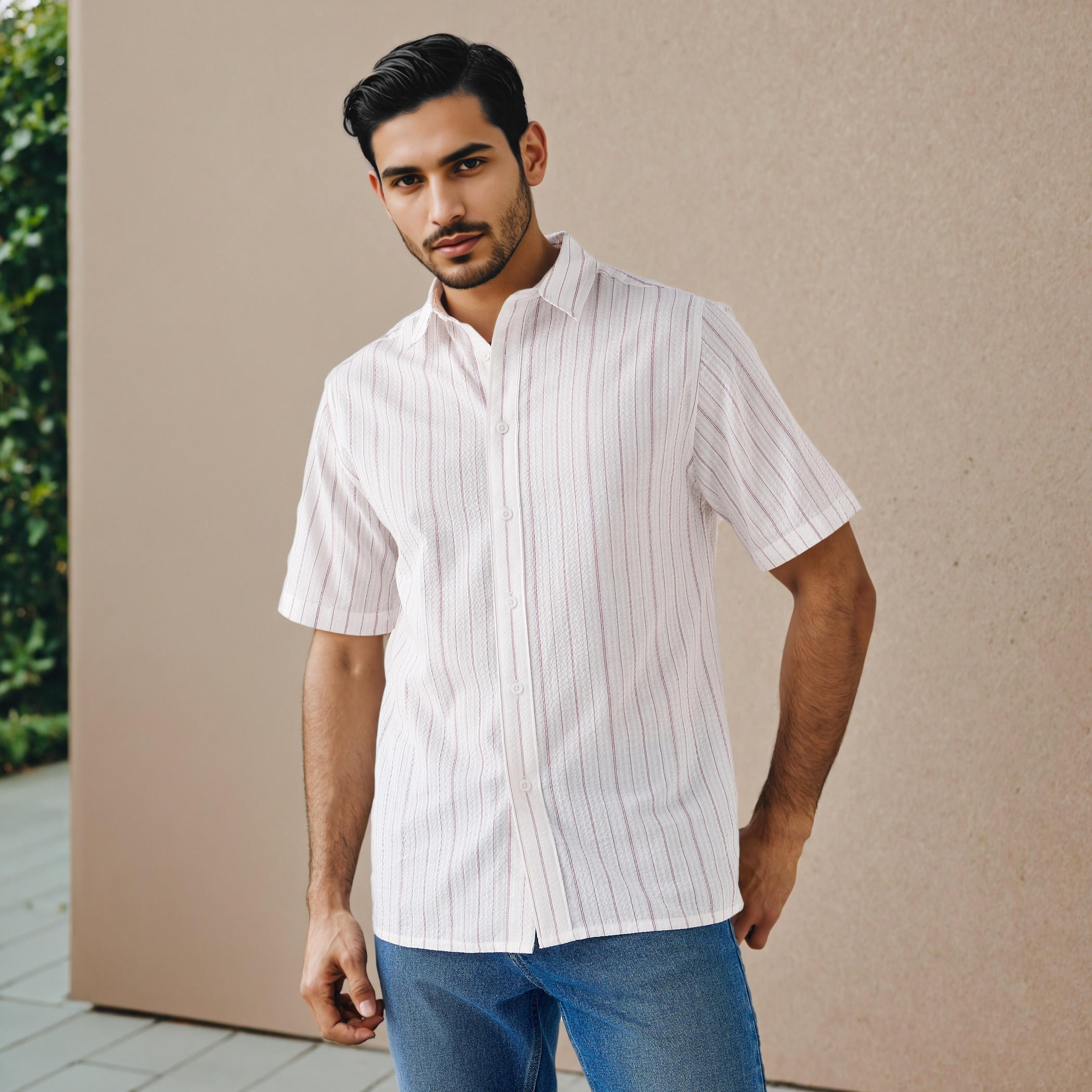 Regular Fit Pinstriped Seersucker Shirt-men-clothing-shirts-image-1