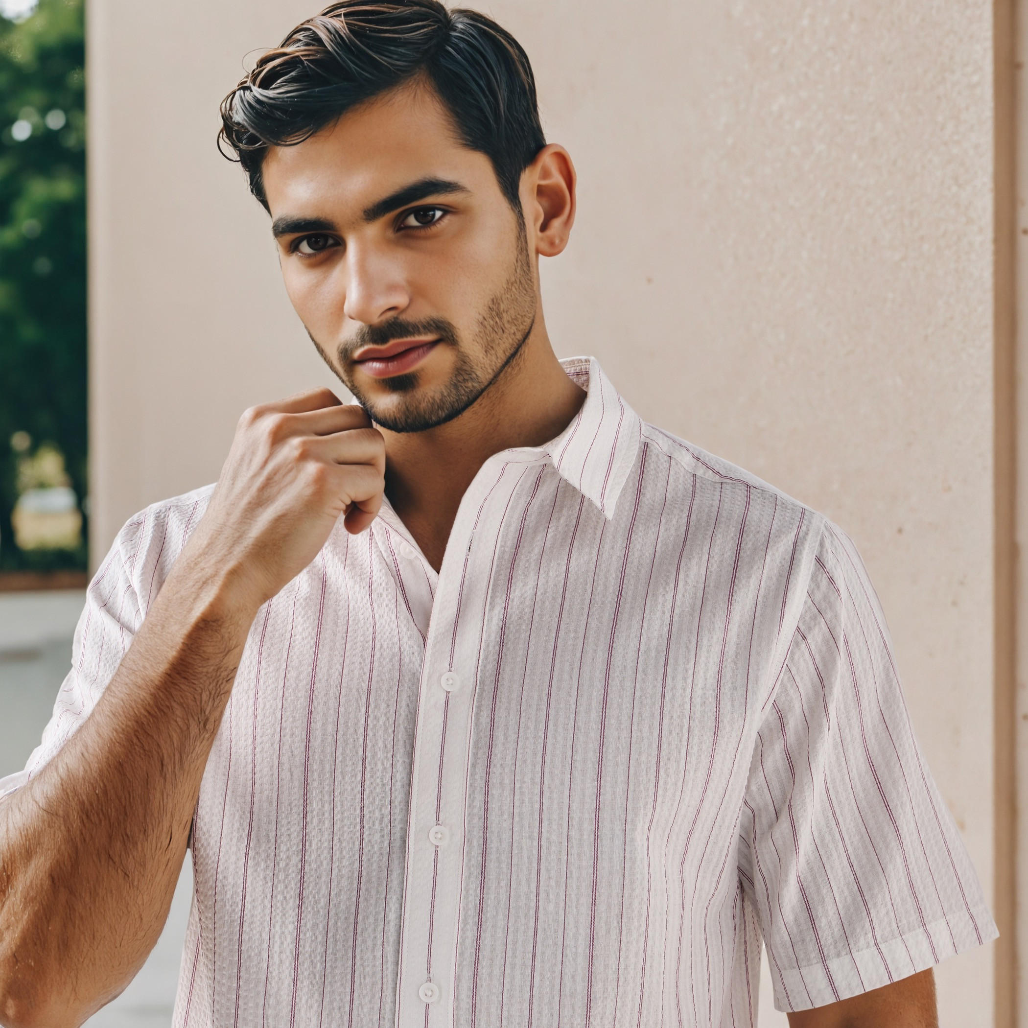 Regular Fit Pinstriped Seersucker Shirt-men-clothing-shirts-image-4
