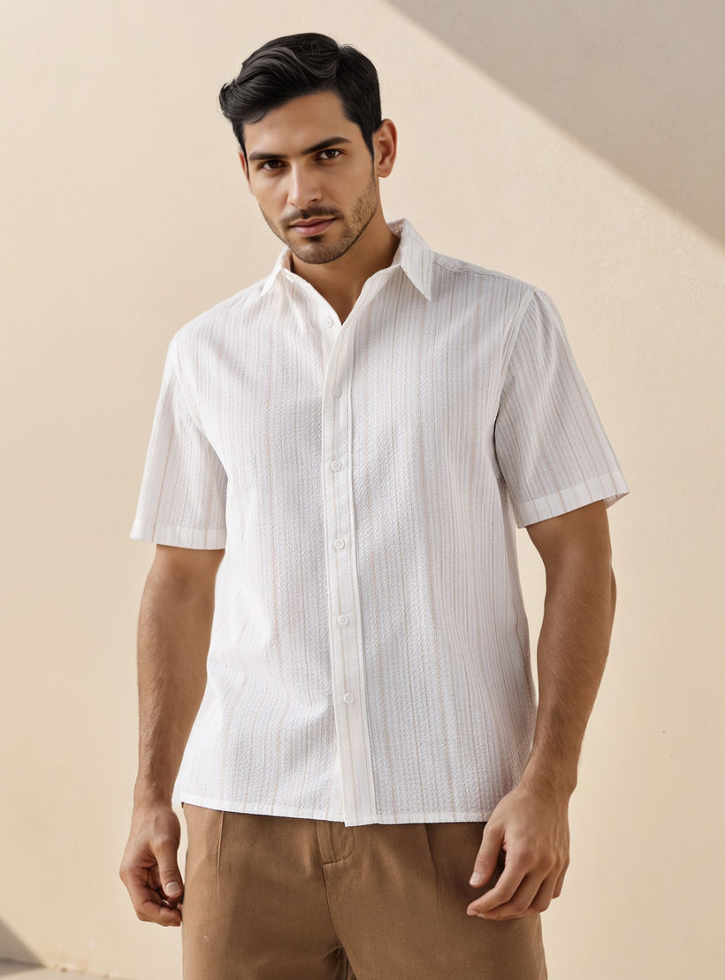 Regular Fit Pinstriped Seersucker Shirt-men-clothing-shirts-image-1