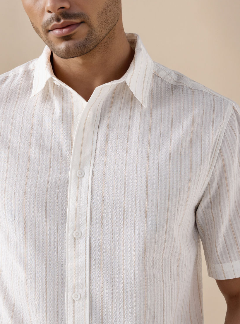 Regular Fit Pinstriped Seersucker Shirt-men-clothing-shirts-image-4