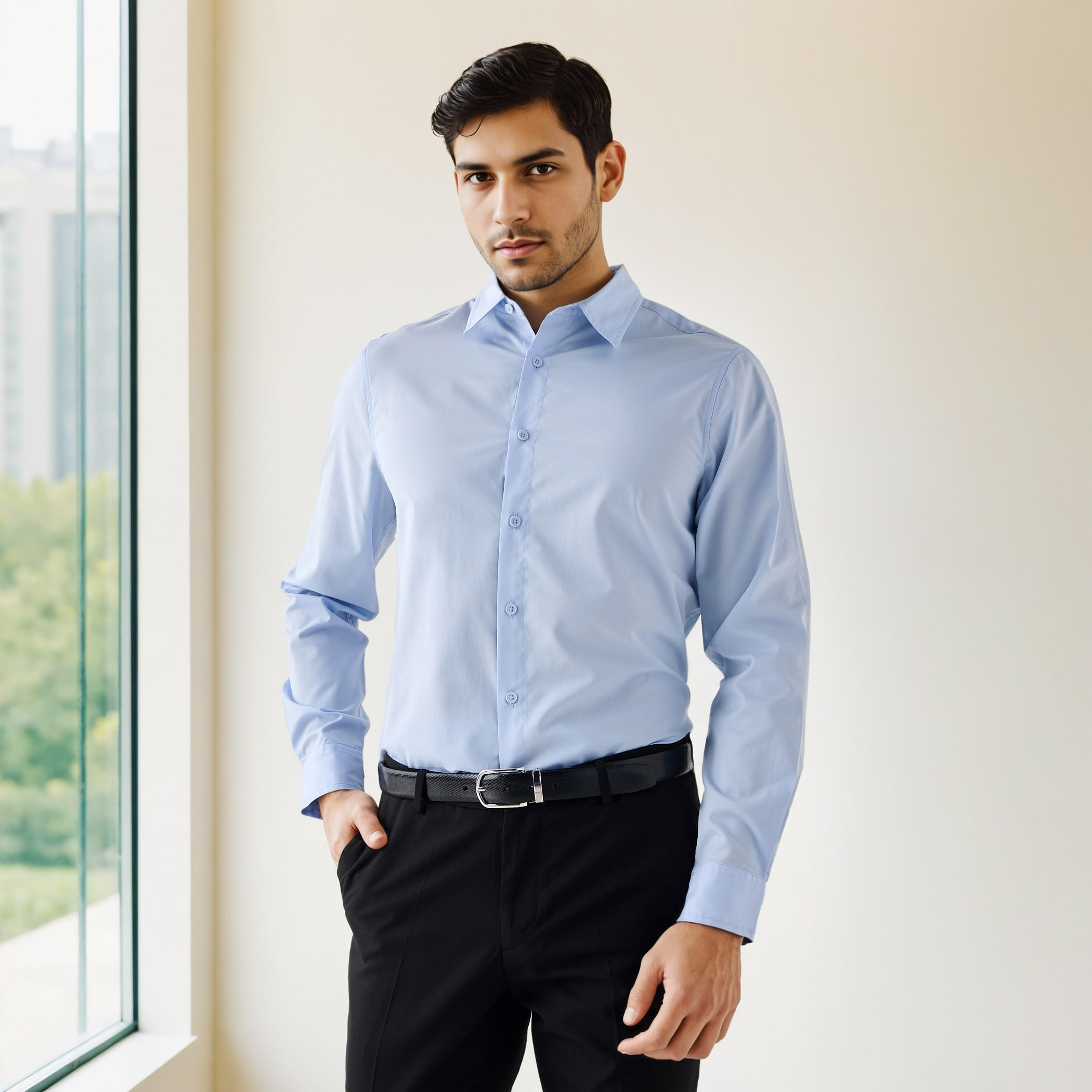 Relaxed Fit Poplin Shirt-men-clothing-shirts-image-1