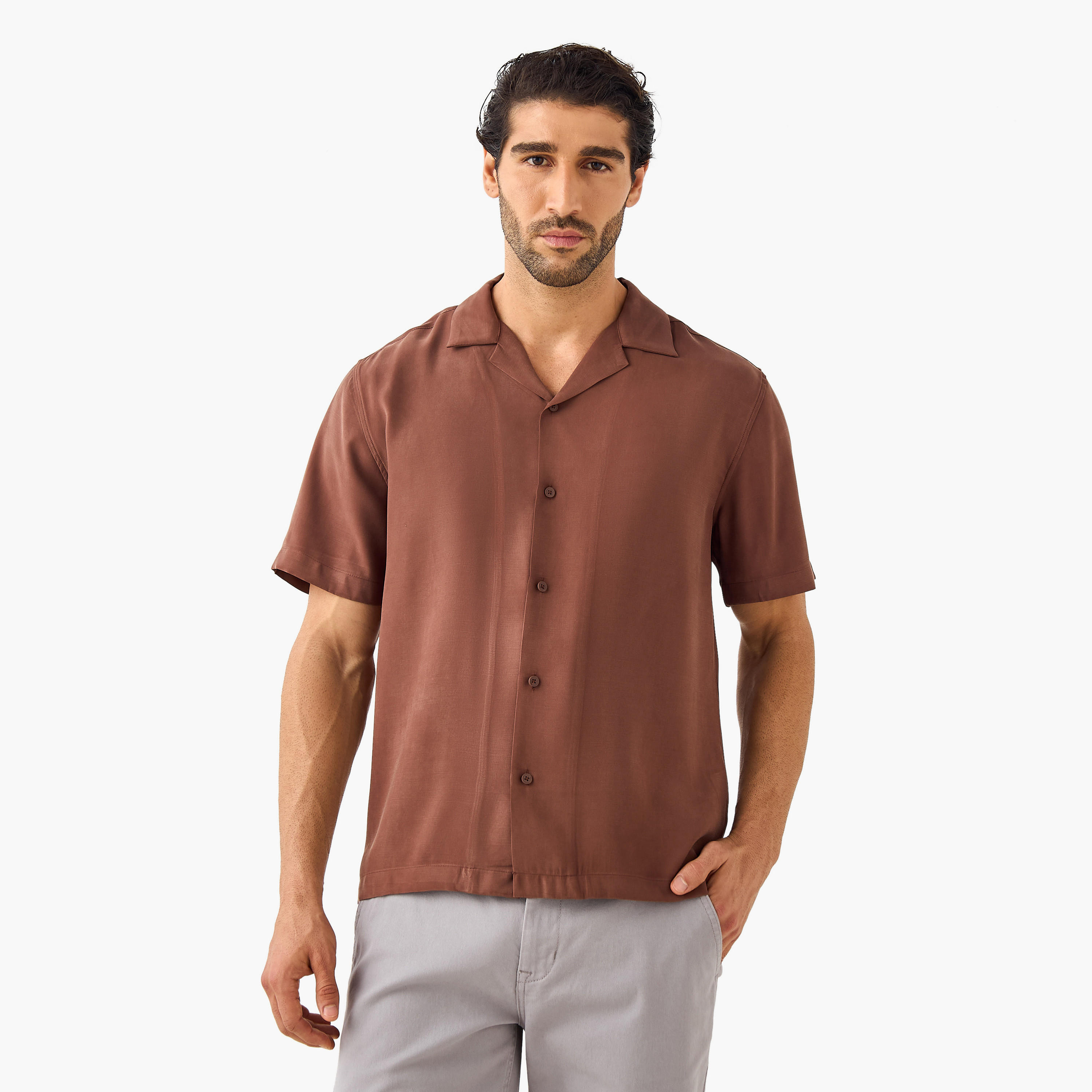 Relaxed Fit Collared Resort Shirt-men-clothing-shirts-image-1