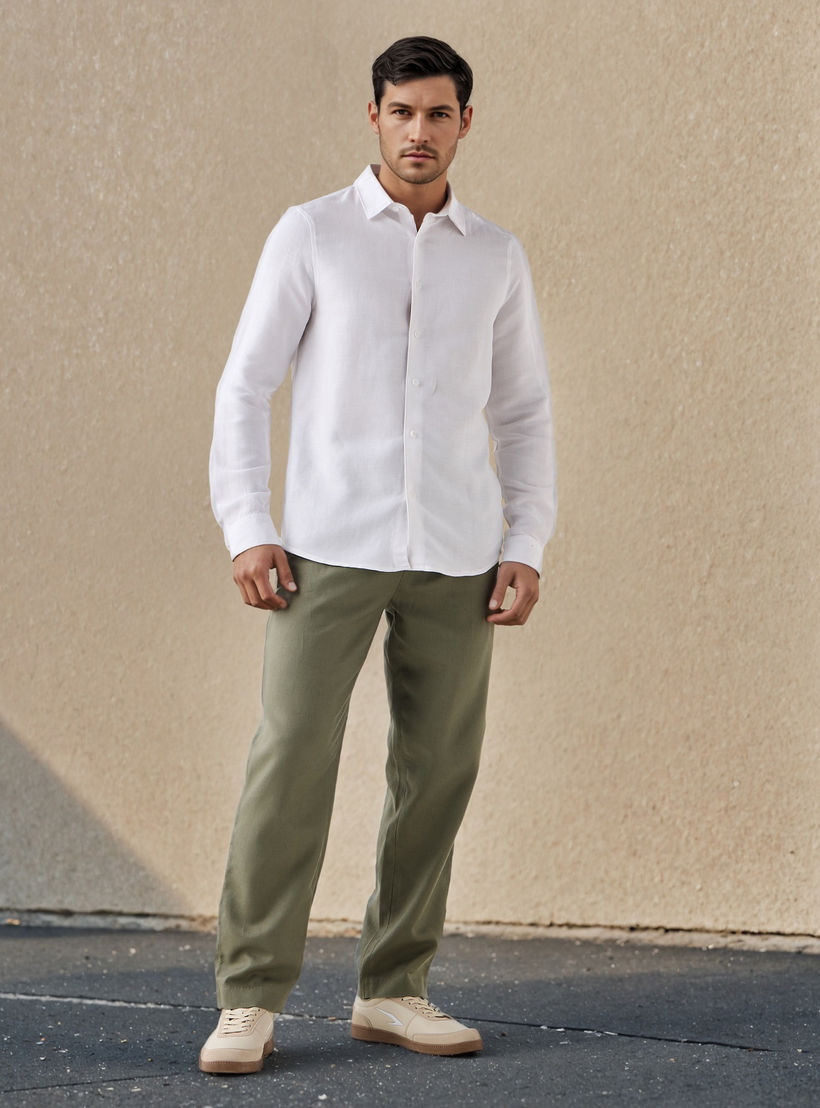 قميص من مزيج الكتان بقصة عادية-men-clothing-shirts-image-2
