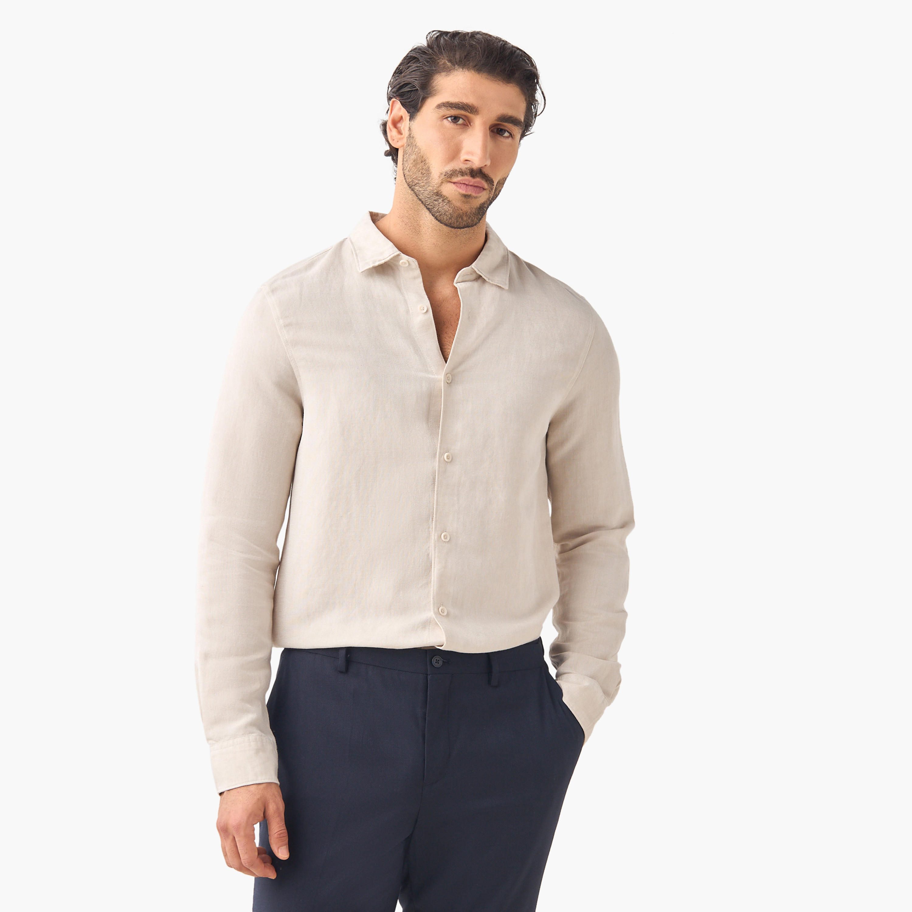 Regular Fit Linen Blend Shirt-men-clothing-shirts-image-1