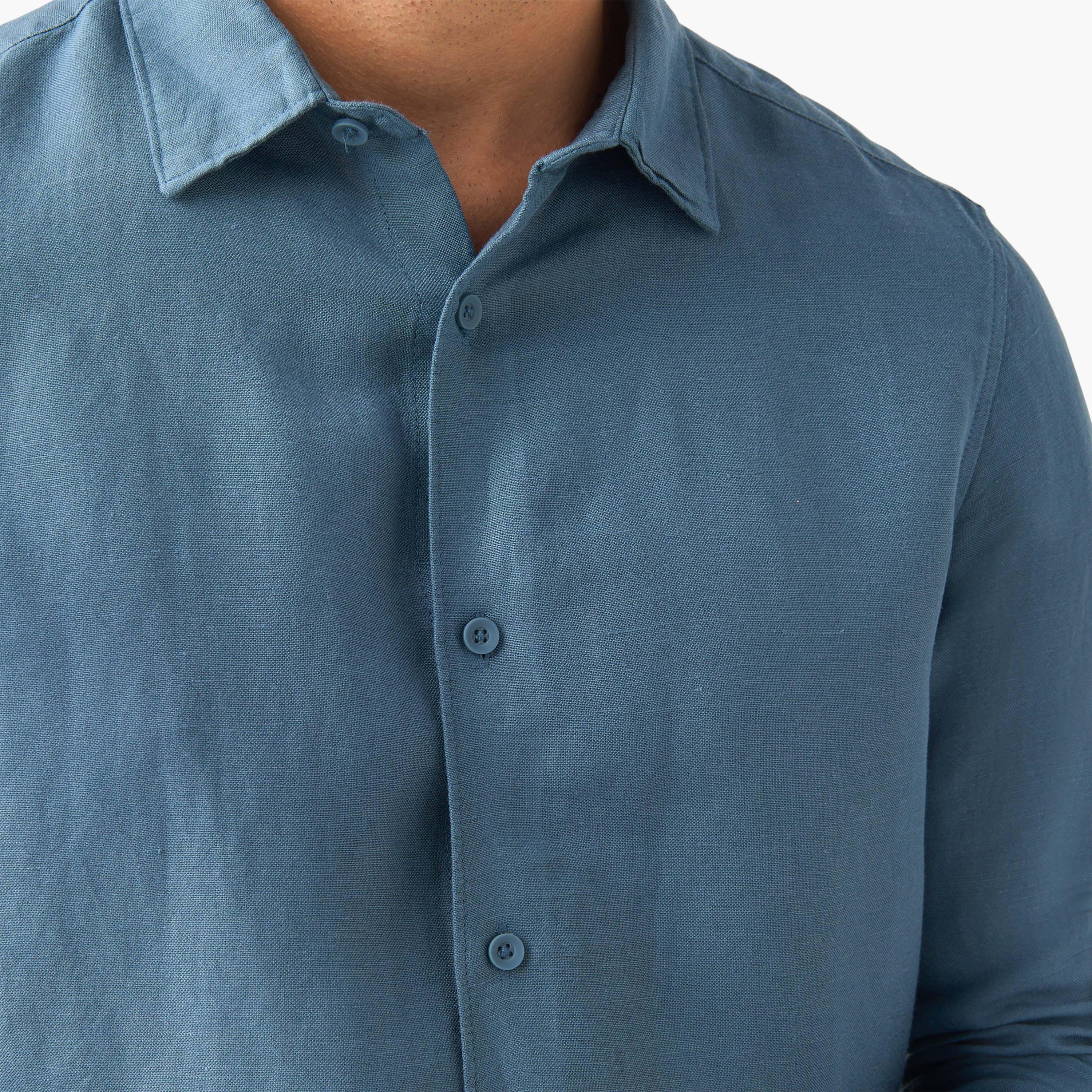 Regular Fit Linen Blend Shirt-men-clothing-shirts-image-4