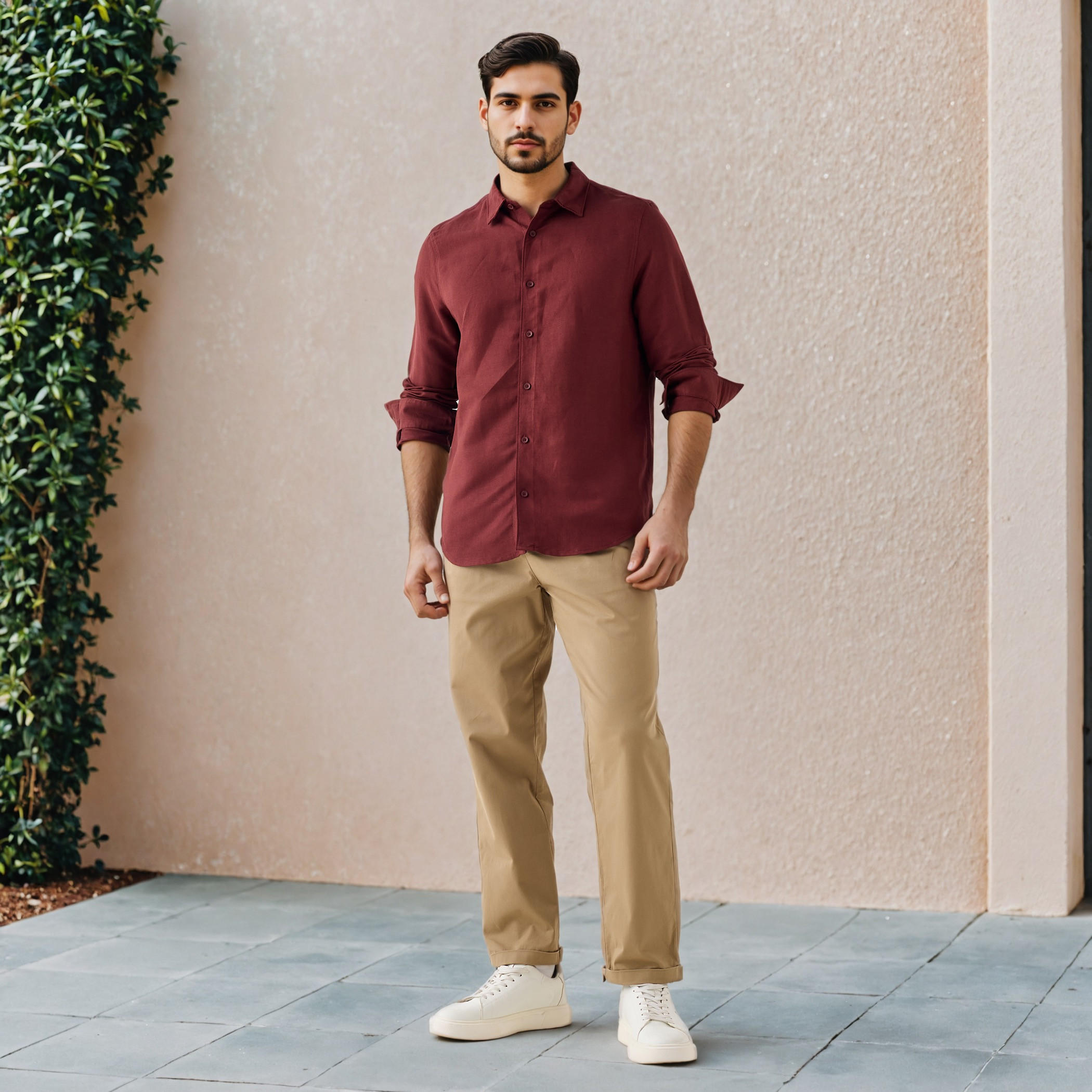 قميص من مزيج الكتان بقصة عادية-men-clothing-shirts-image-4