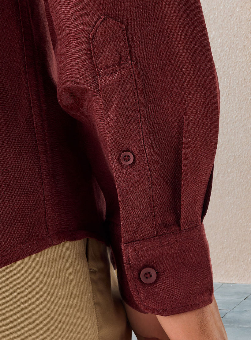 قميص من مزيج الكتان بقصة عادية-men-clothing-shirts-image-1