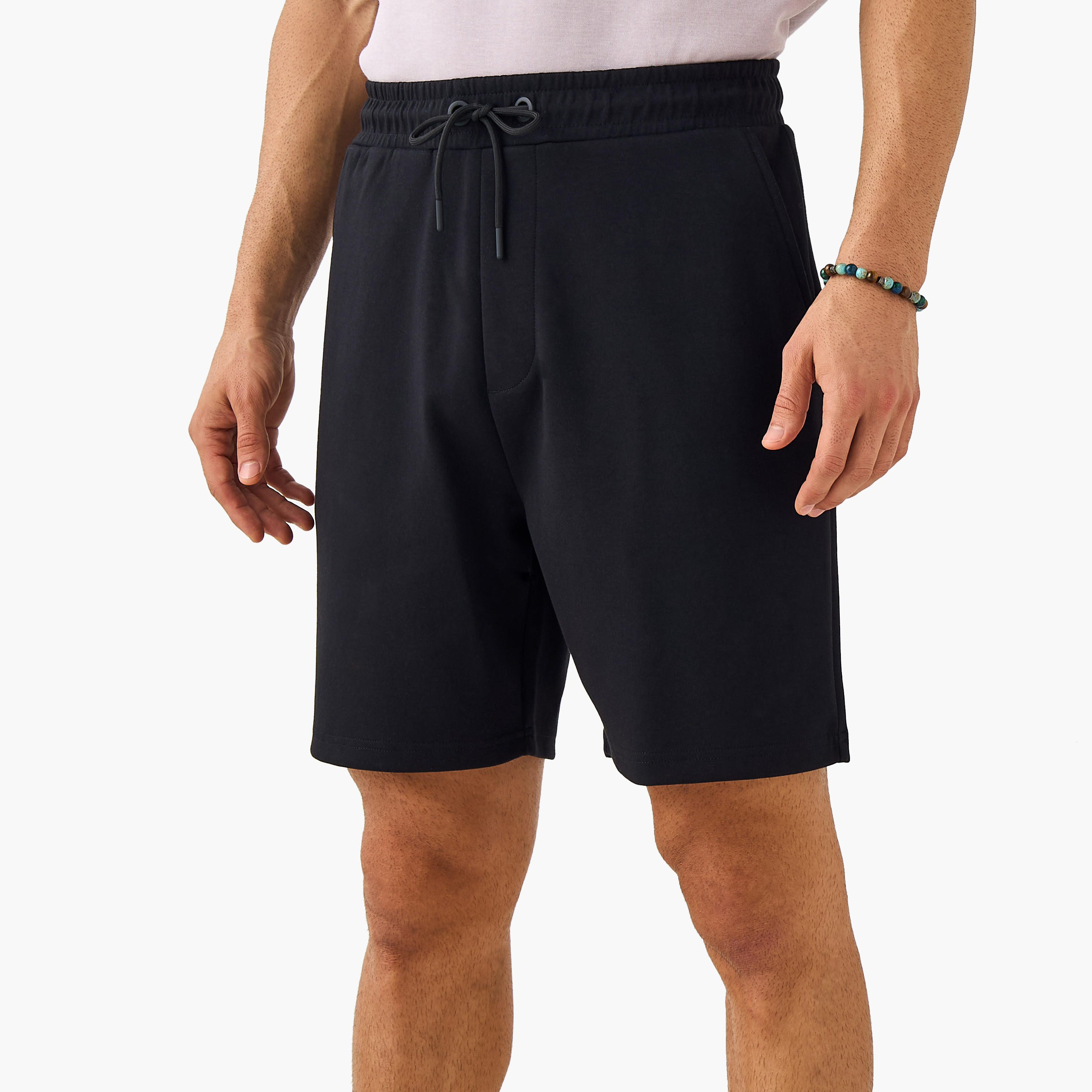 Regular Fit Scuba Flexi Waist Shorts with Pockets-men-clothing-bottoms-shorts-image-1