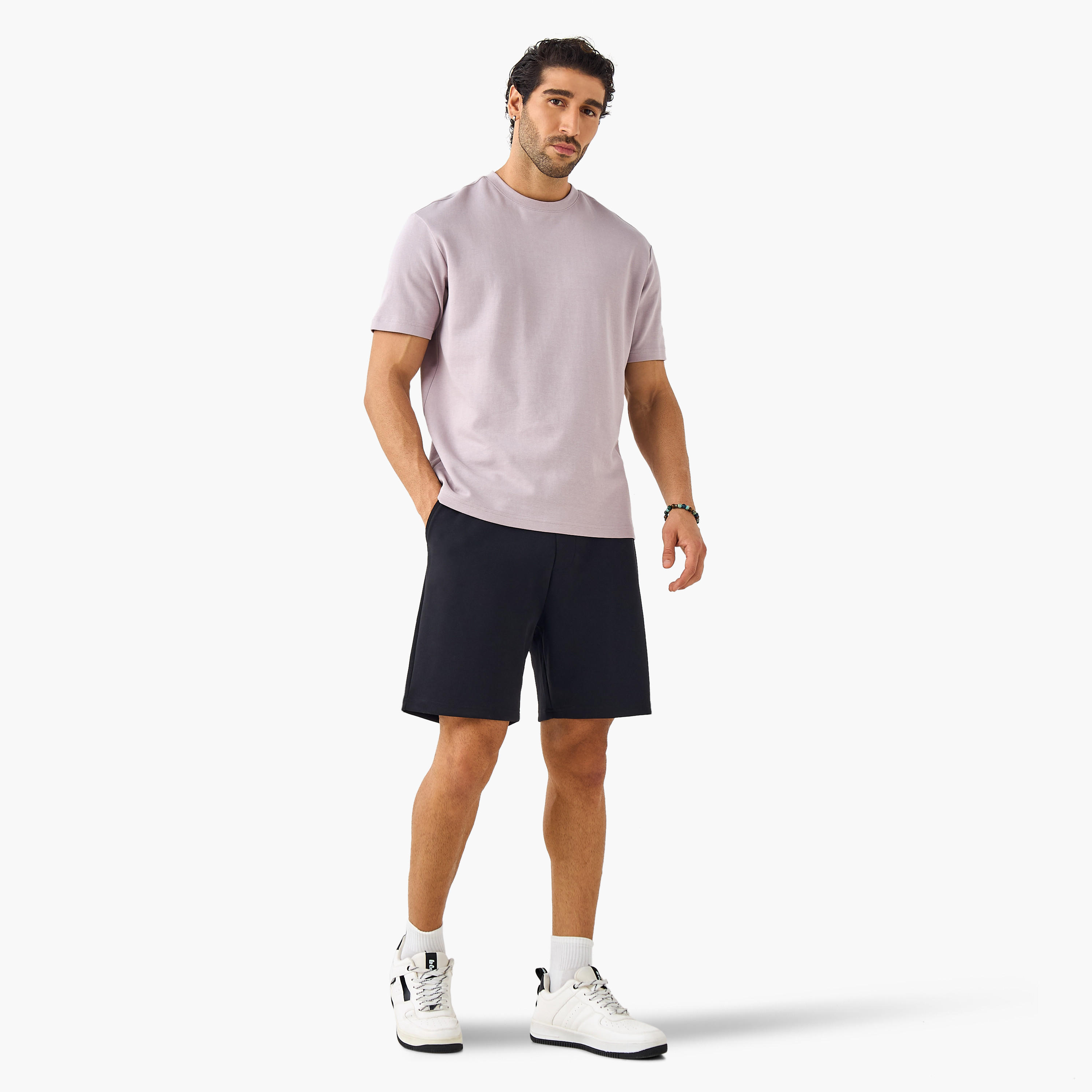 Regular Fit Scuba Flexi Waist Shorts with Pockets-men-clothing-bottoms-shorts-image-2