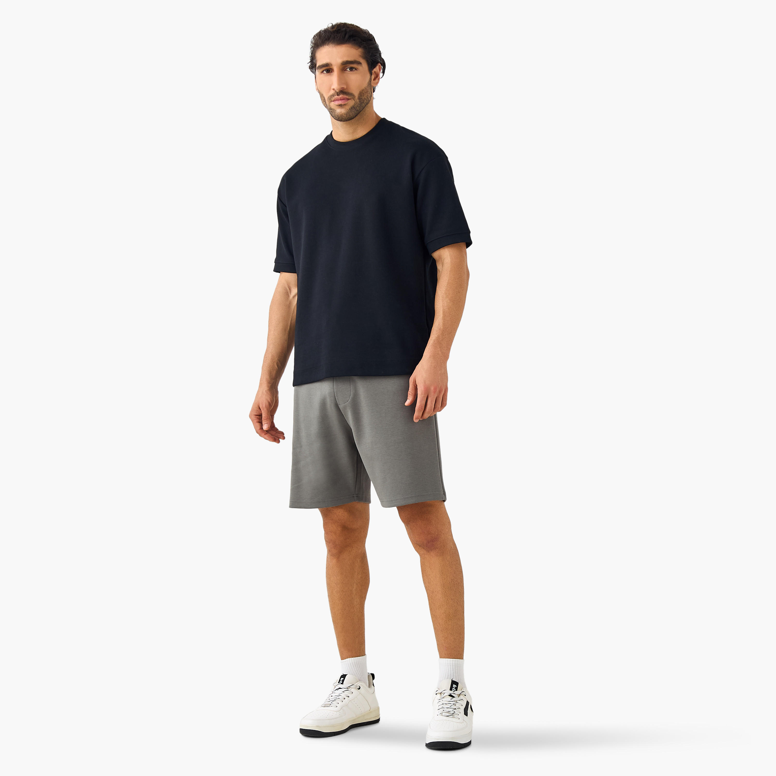 Regular Fit Scuba Flexi Waist Shorts with Pockets-men-clothing-bottoms-shorts-image-2