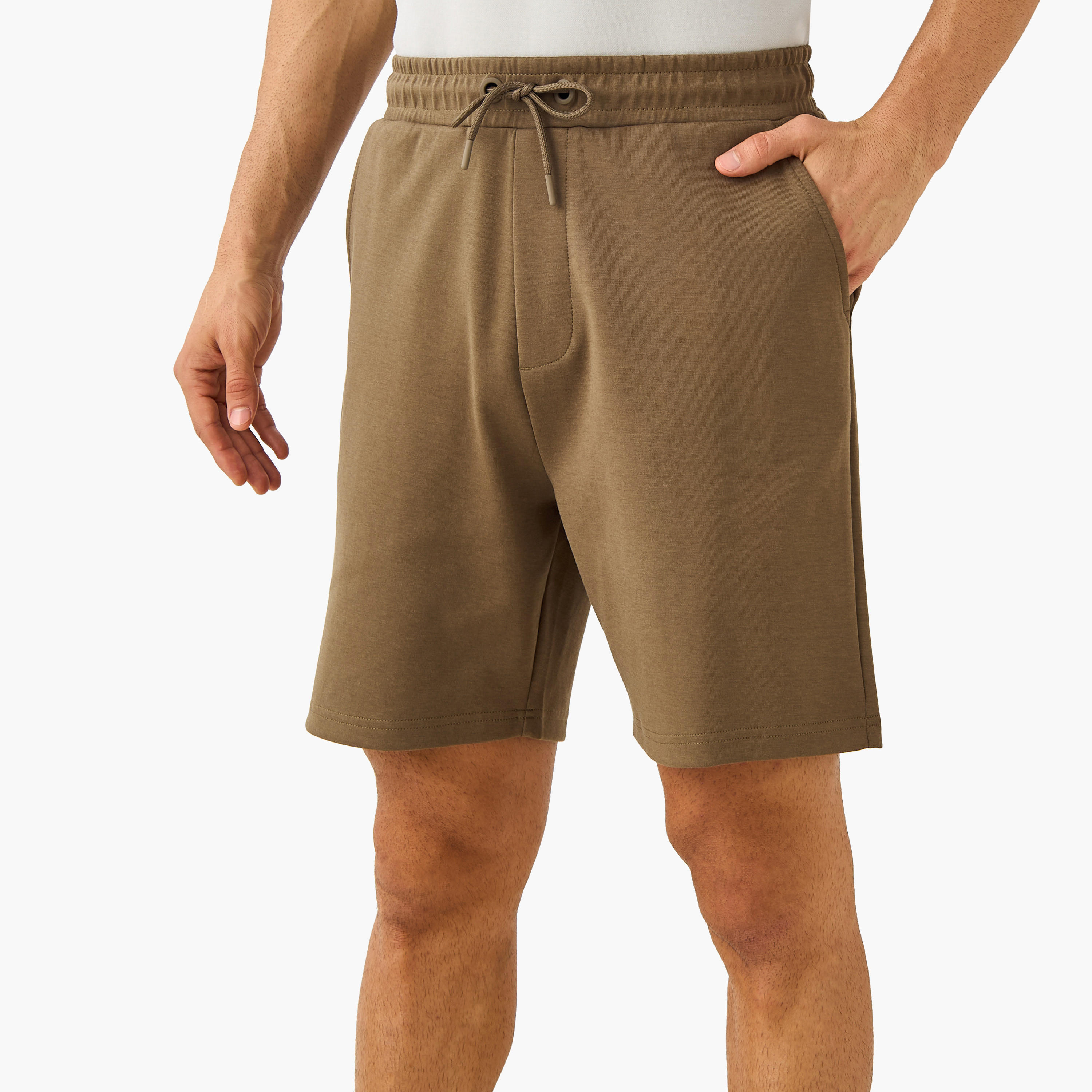 Regular Fit Scuba Flexi Waist Shorts with Pockets-men-clothing-bottoms-shorts-image-1