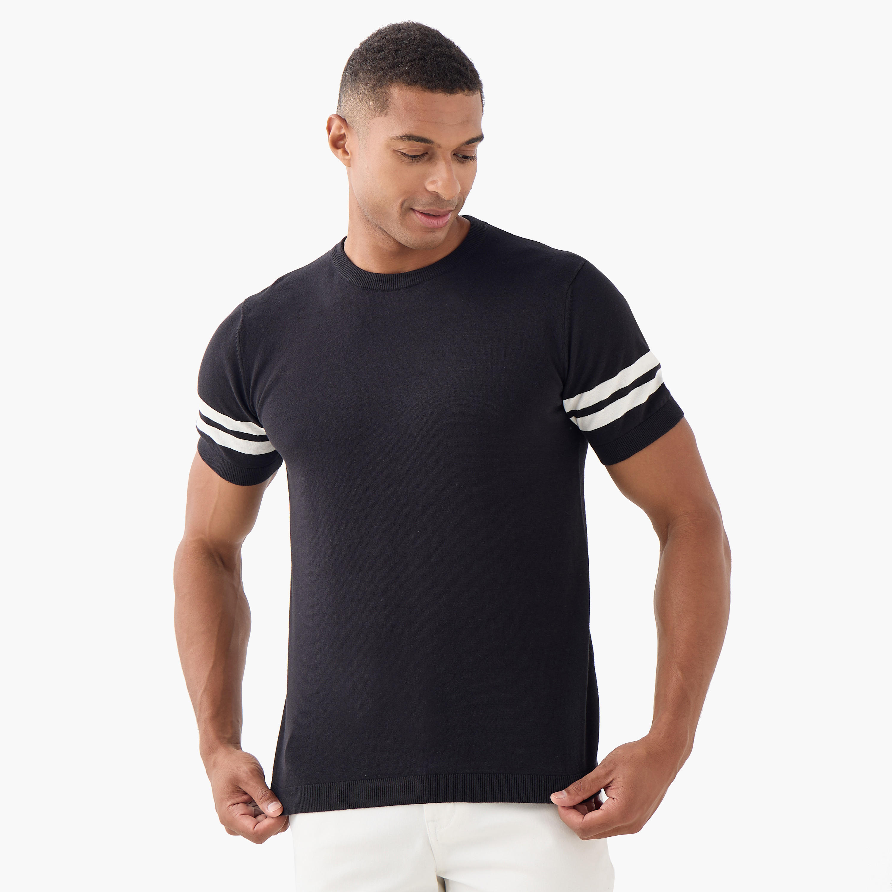 Stripe Detail Crew Neck T-shirt-men-clothing-tshirtsandpolos-tshirts-image-1