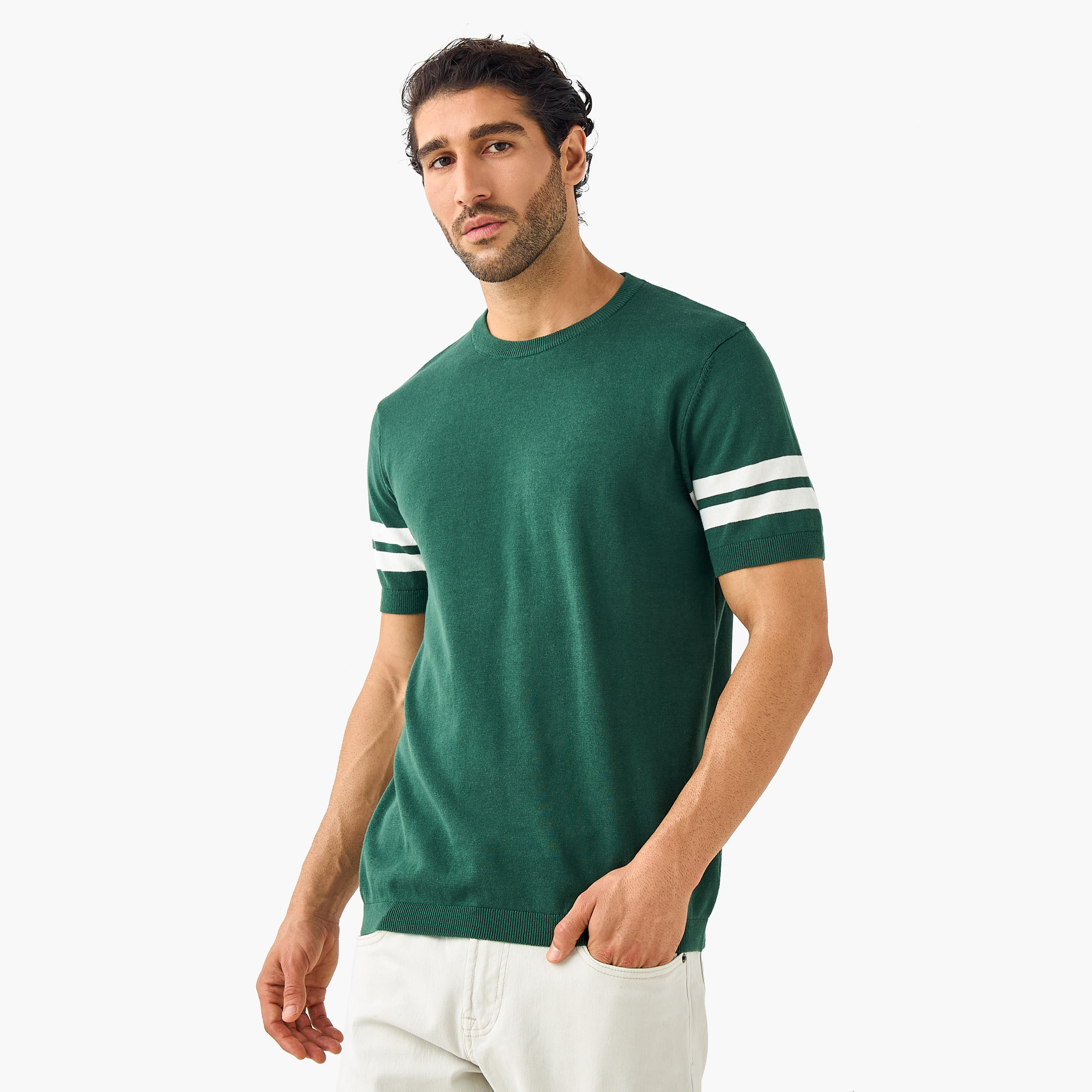 تيشيرت مقلّم بياقة ضيقة-men-clothing-tshirtsandpolos-tshirts-image-5