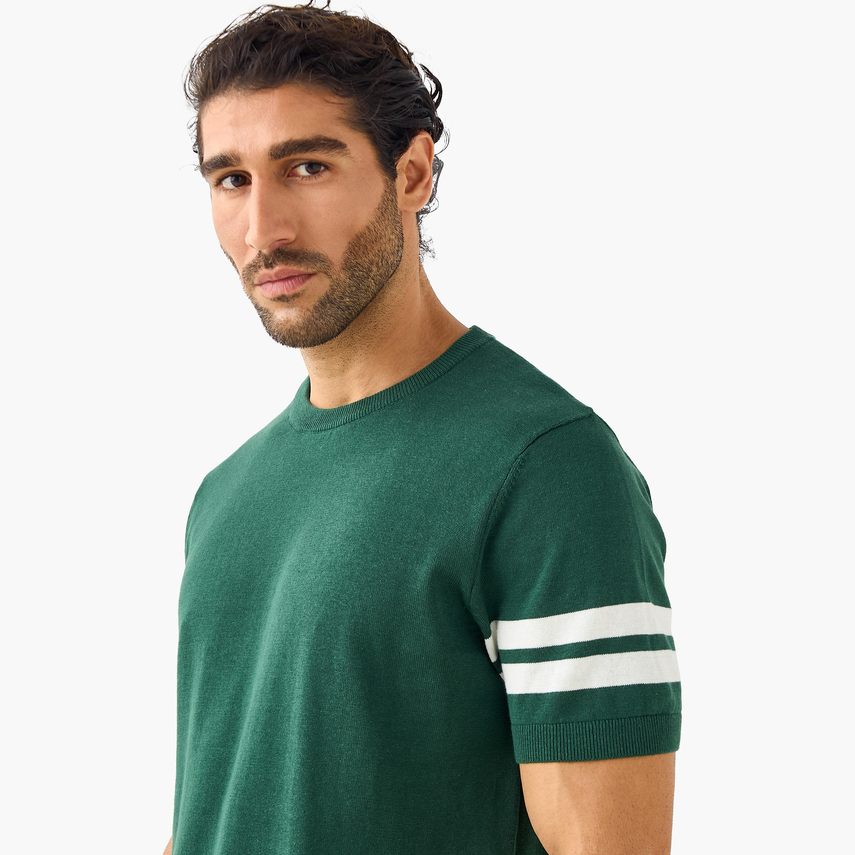 تيشيرت مقلّم بياقة ضيقة-men-clothing-tshirtsandpolos-tshirts-image-2